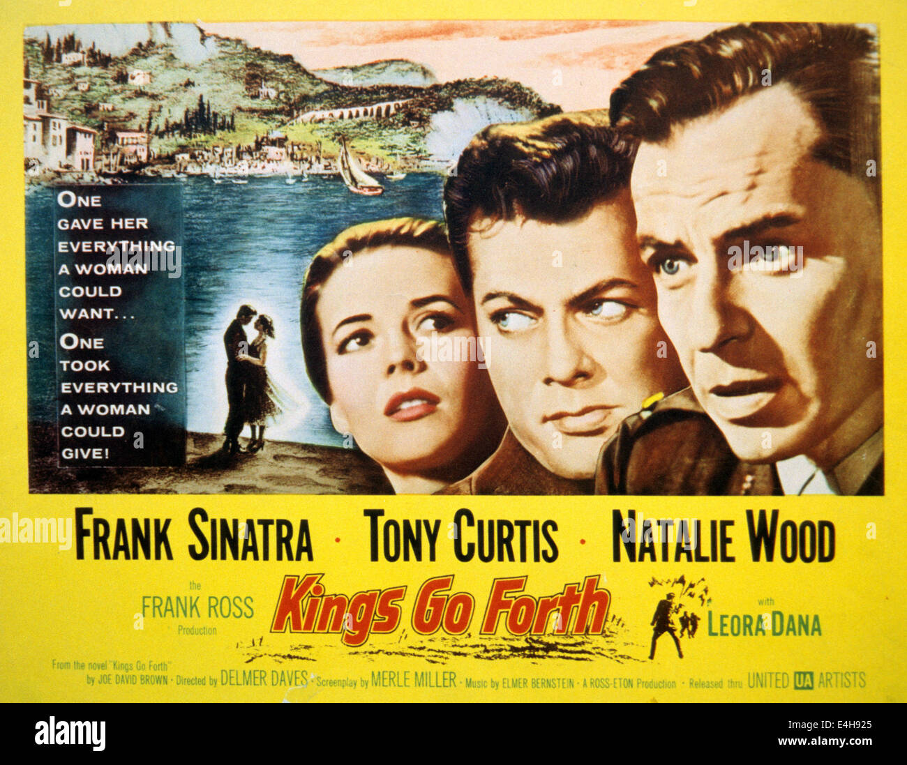 KINGS GO FORTH Poster for 1958 United Artists film with from left Natalie Wood Tony Curtis, Frank Sinatra Stock Photo