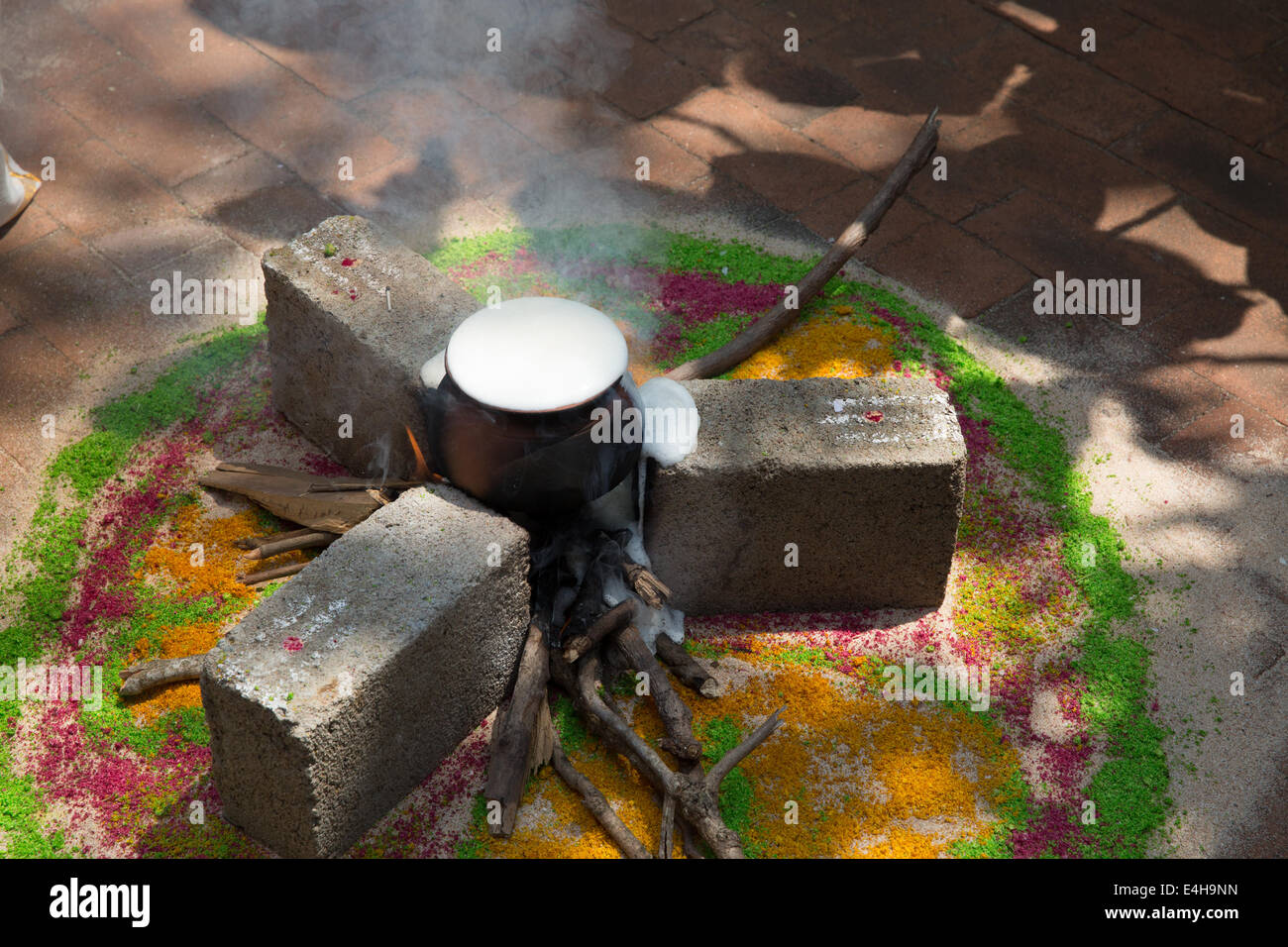 Traditional boiling of milk during to mark the Sinhala and Tamil new