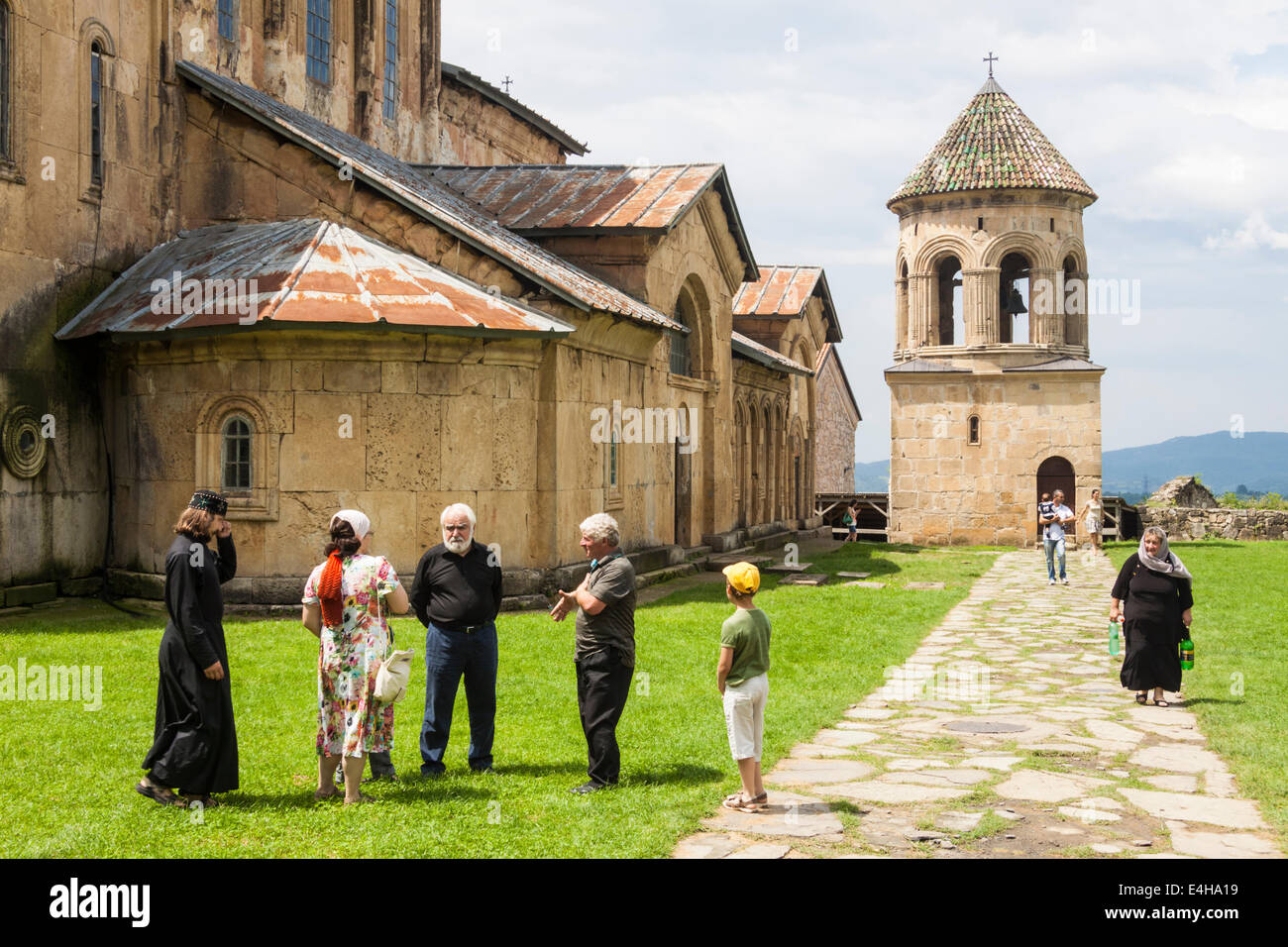 People at Gelati Monastery, Kutaisi, Georgia Stock Photo