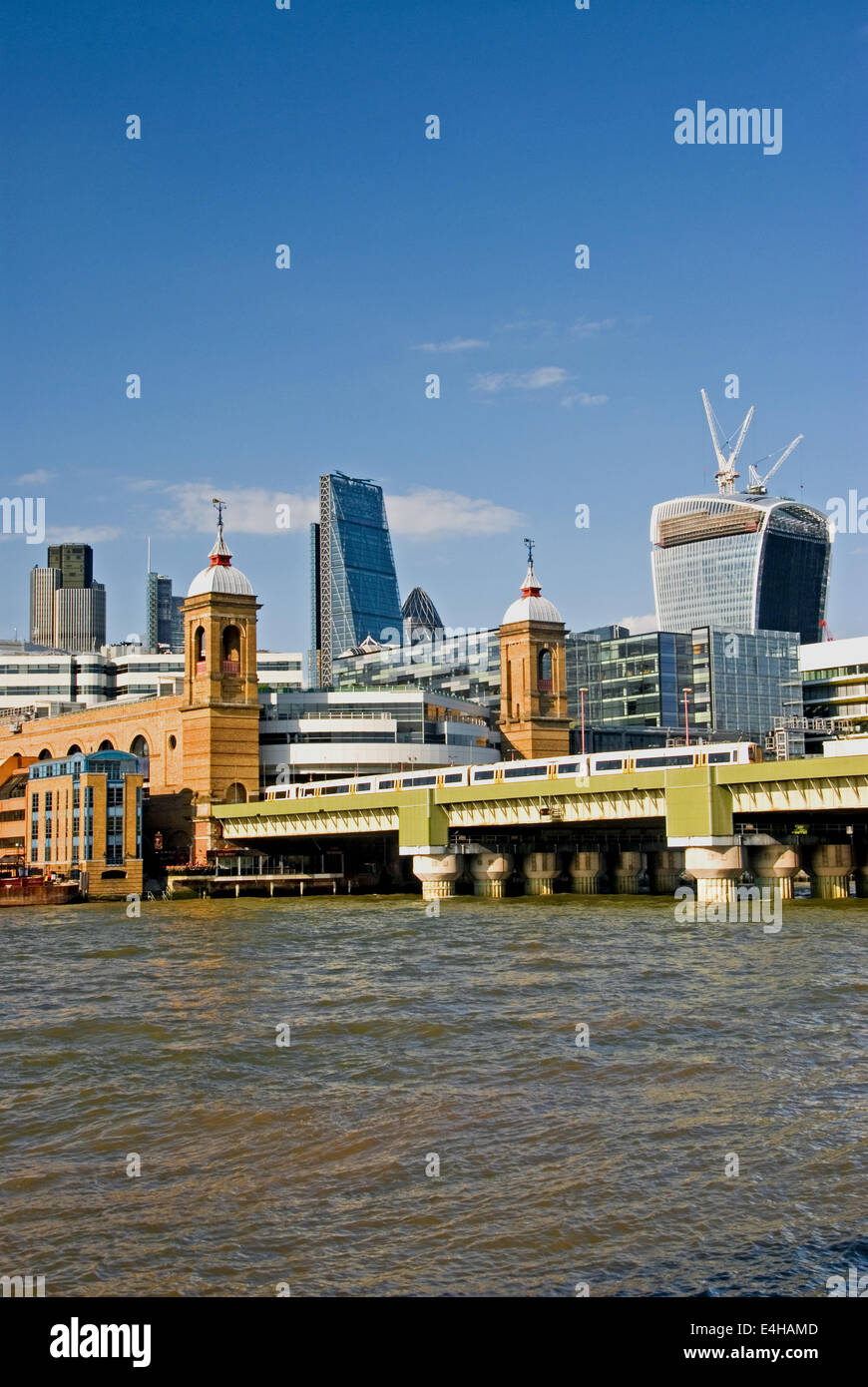 Cannon Street station stands on the north bank of the River Thames in the heart of the City of London. Stock Photo