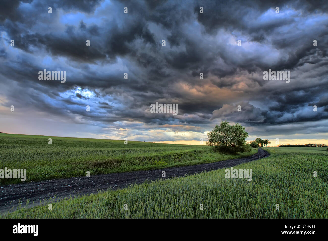 Poland Nysa dark clouds over the field Stock Photo - Alamy