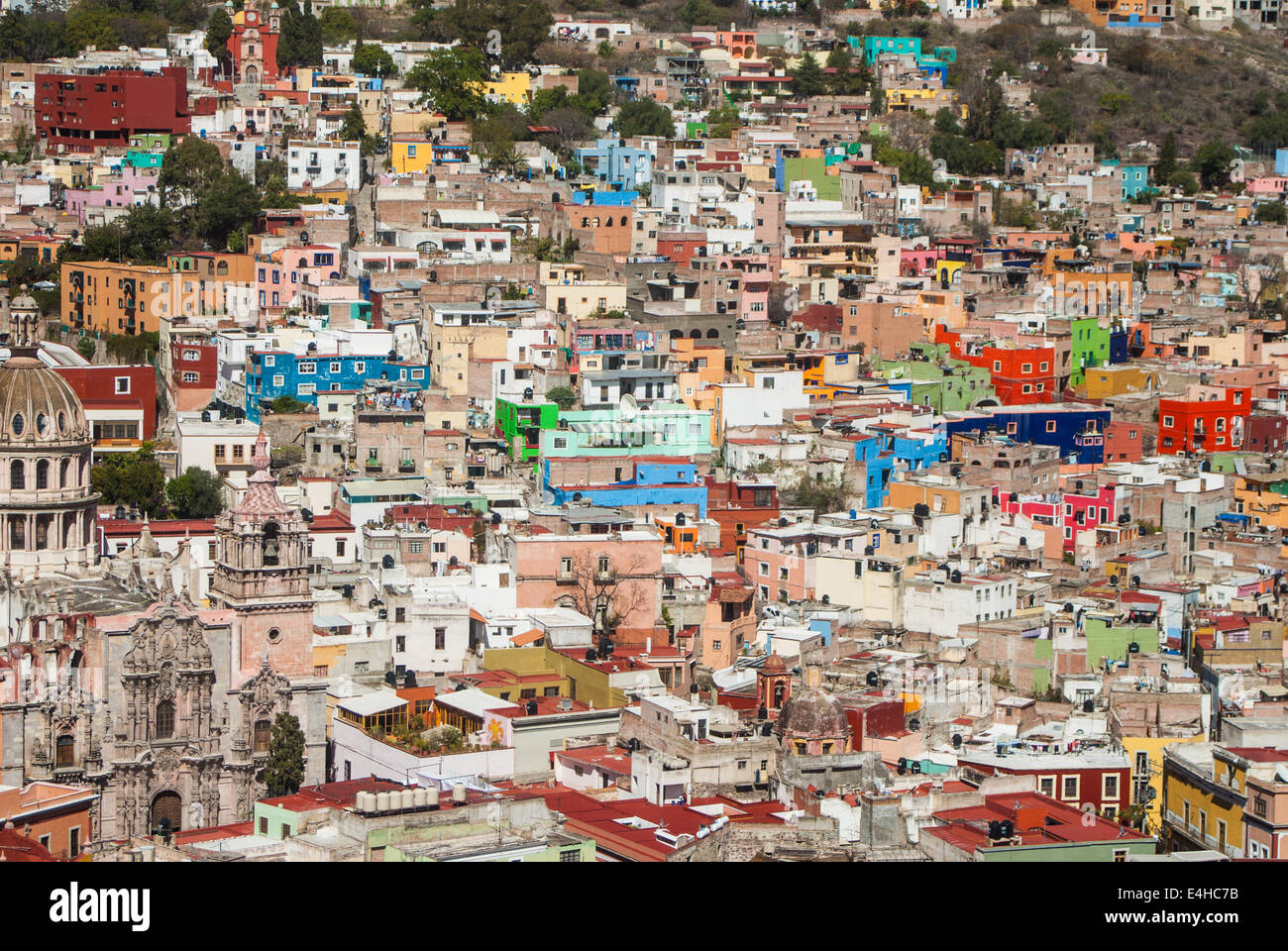 Guanajuato, Mexico a World Heritage Site with historic city view of 16th century buildings and colorful houses Stock Photo