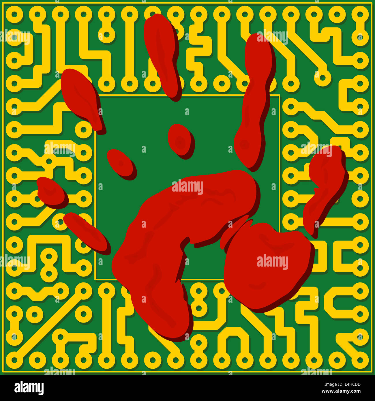 Computer technology fingerprinting. Handprint over the the electronic ...
