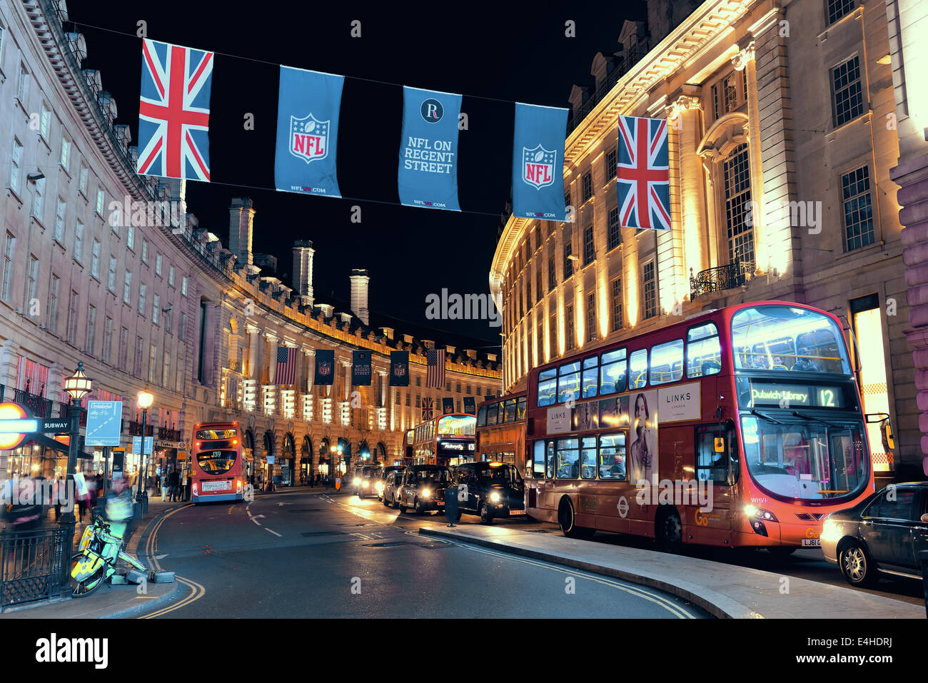 LONDON, UK - SEP 27: London Street view at night on September 27, 2013 in London, UK. London is the world's most visited city and the capital of UK. Stock Photo