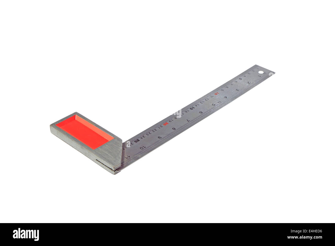 metal angle ruler isolated on white background Stock Photo