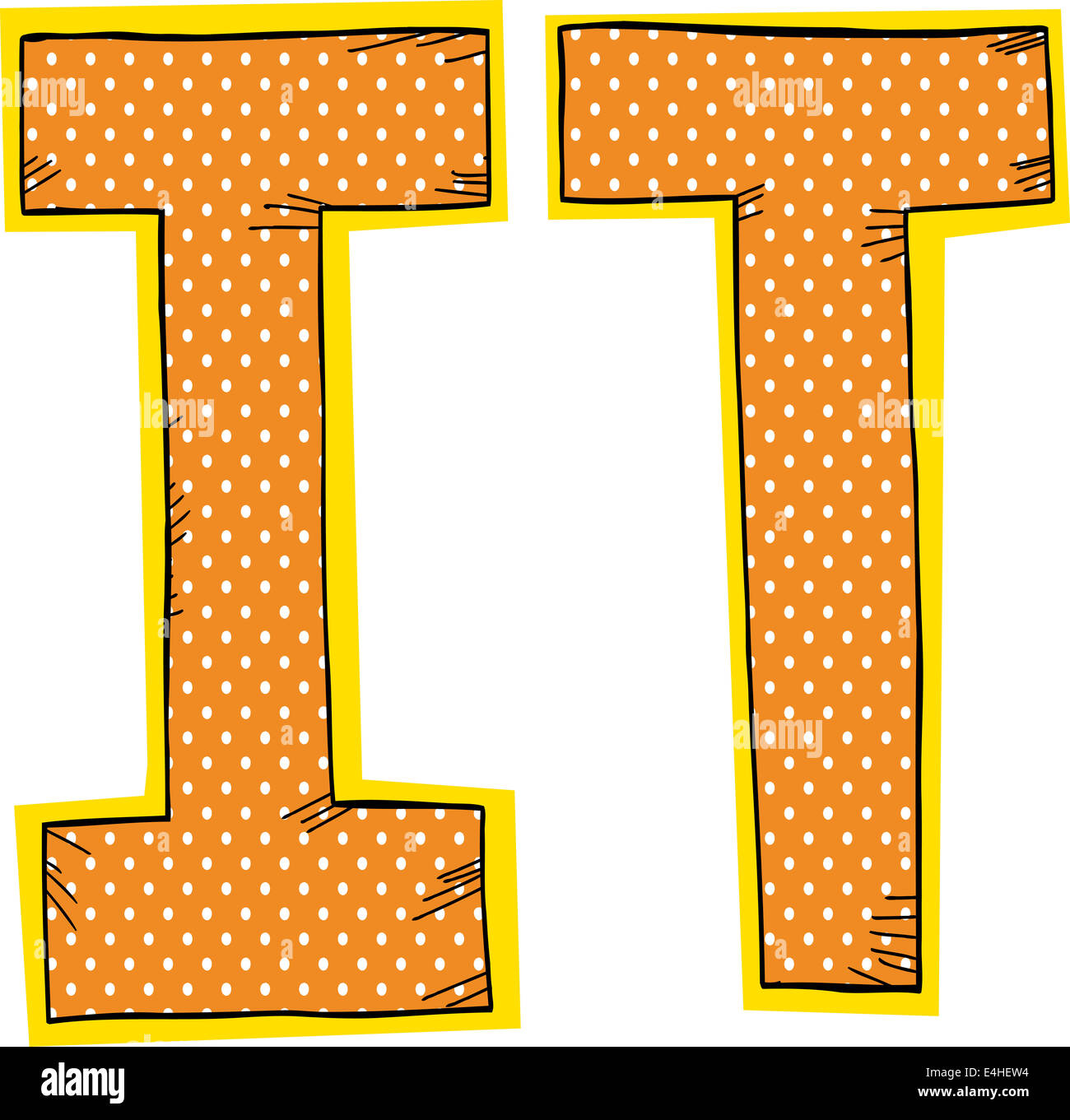 Orange with halftone pattern inside letters I and T Stock Photo - Alamy