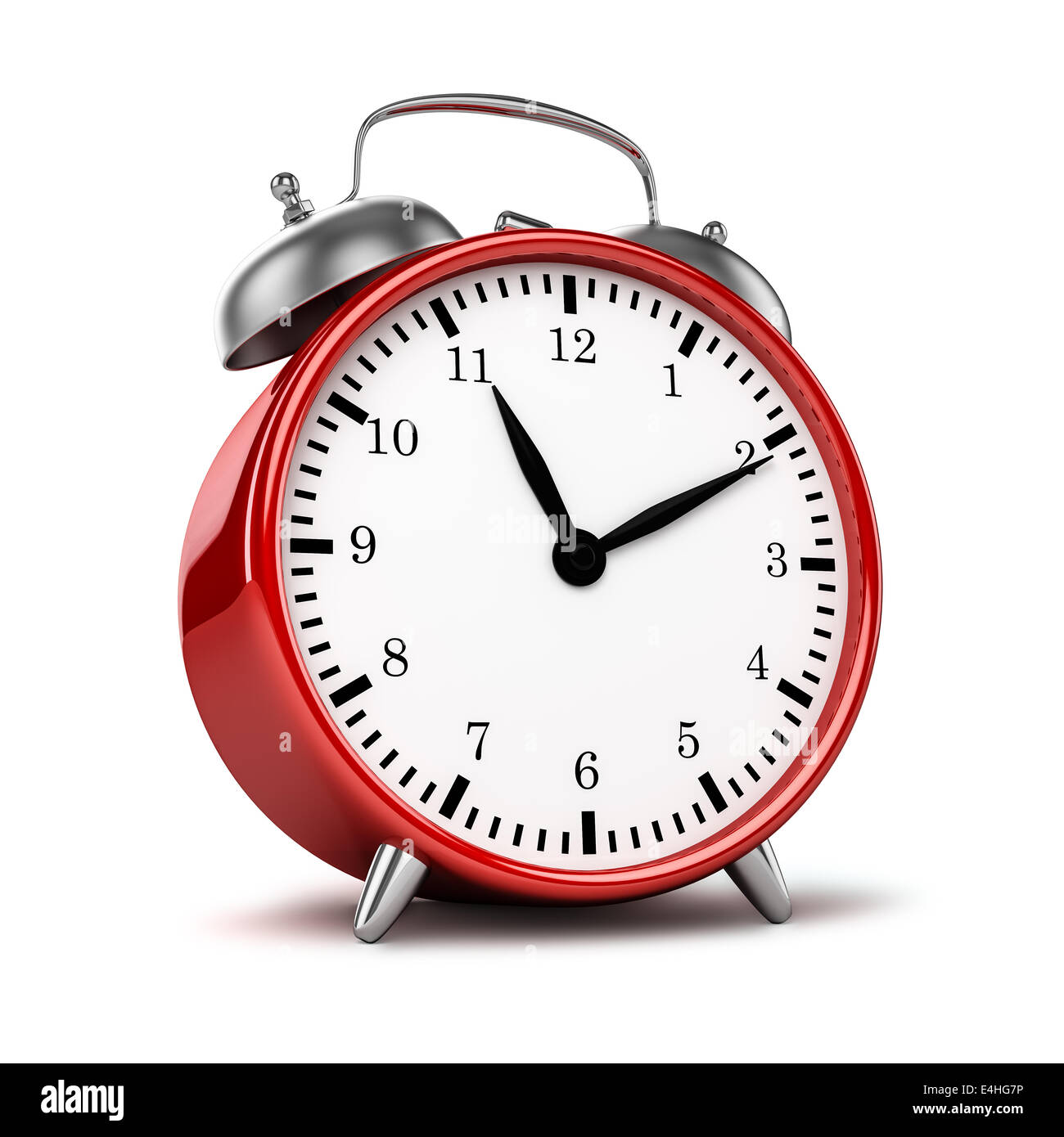 Red retro styled classic alarm clock isolated on white Stock Photo Alamy