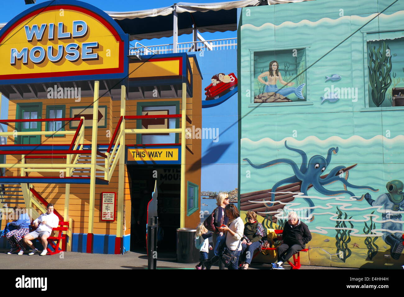 Wild Mouse rollercoaster ride at Luna Park,Milsons Point,Sydney,Australia Stock Photo