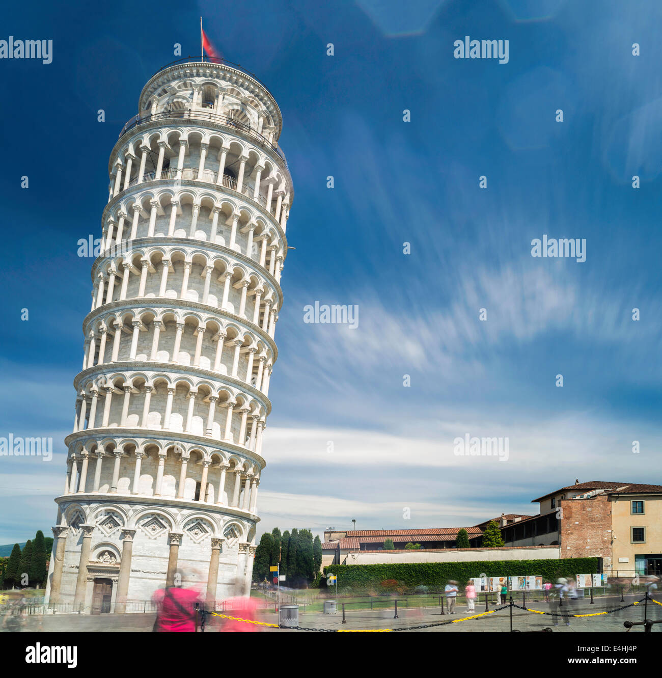 Leaning Tower of Pisa. Blue cloudy sky background Stock Photo