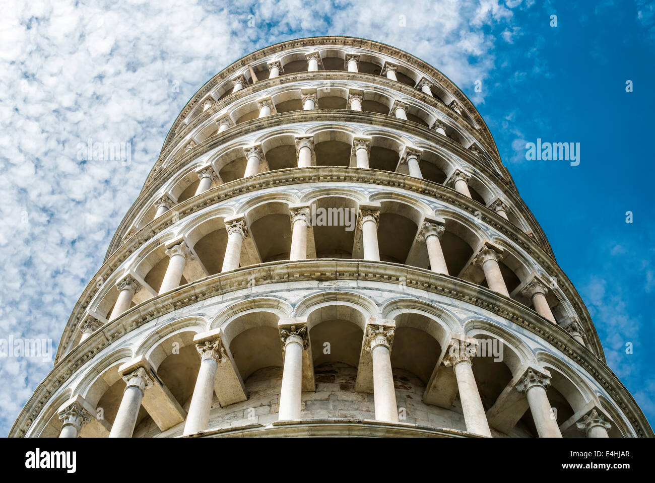 Leaning Tower of Pisa. Close up on blue sky Stock Photo