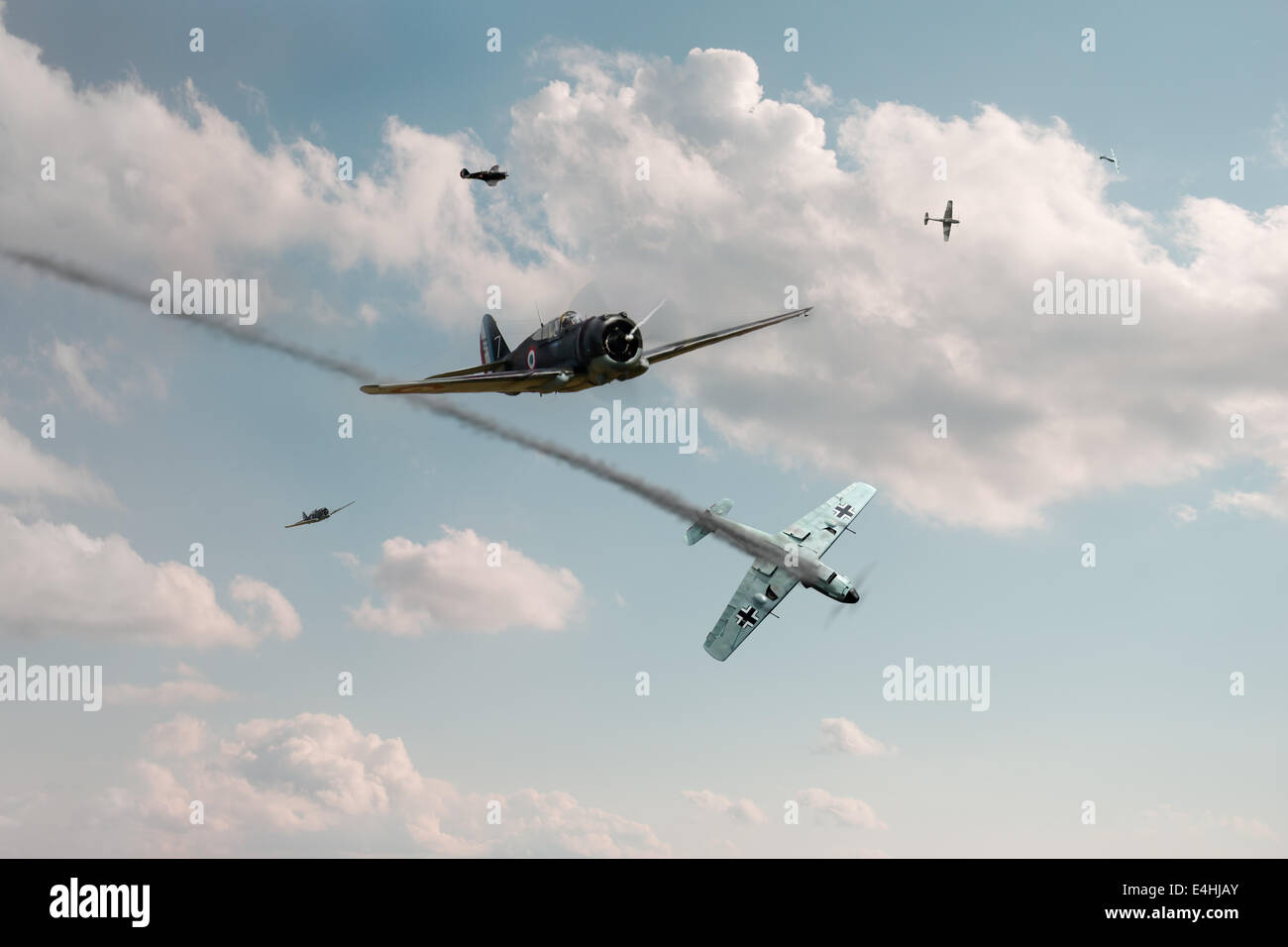 The first aerial combat victories on the Western Front in World War II were claimed by French Armee de l'Air pilots. Stock Photo
