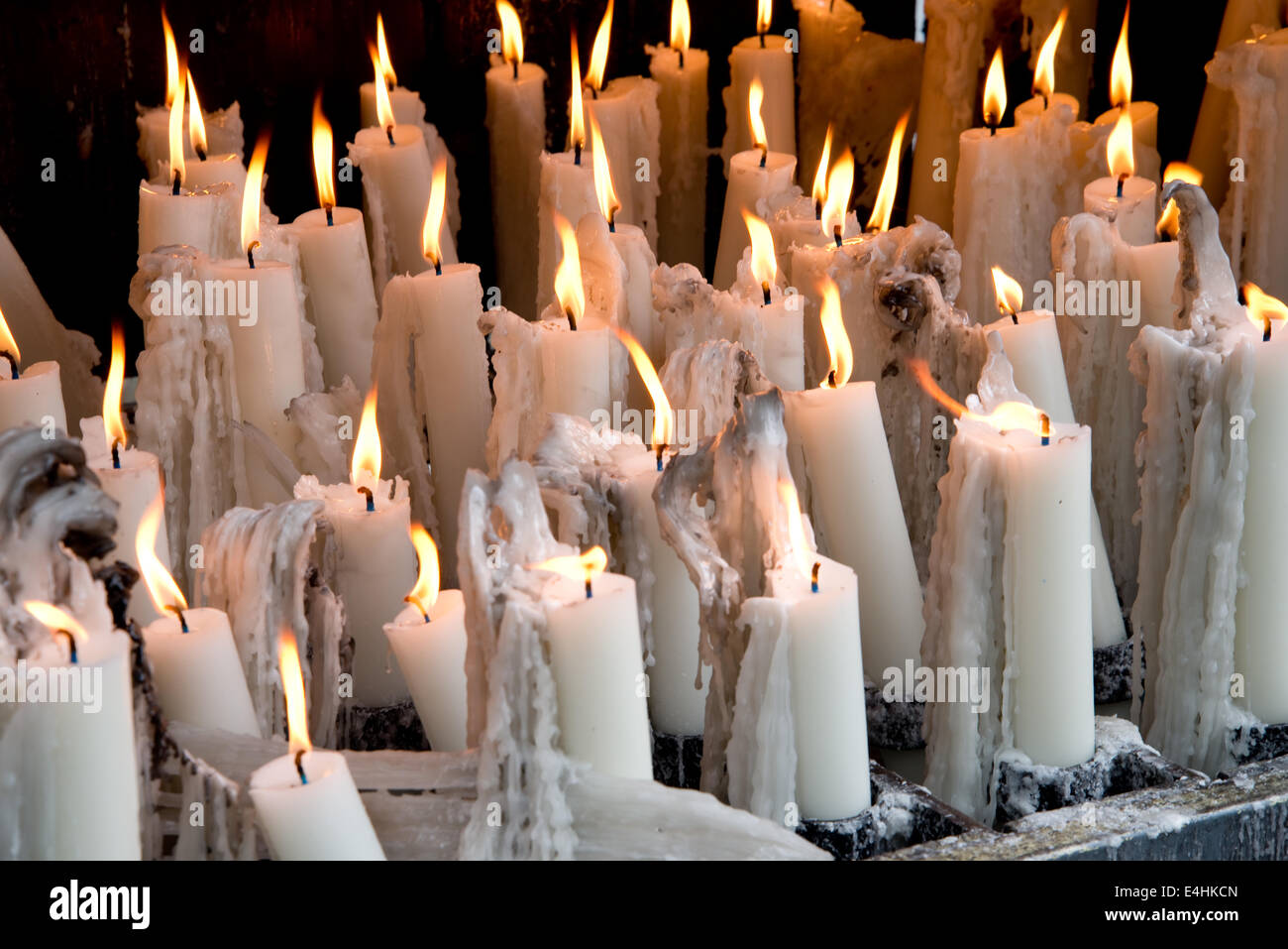 devotion candles in Lourdes Stock Photo