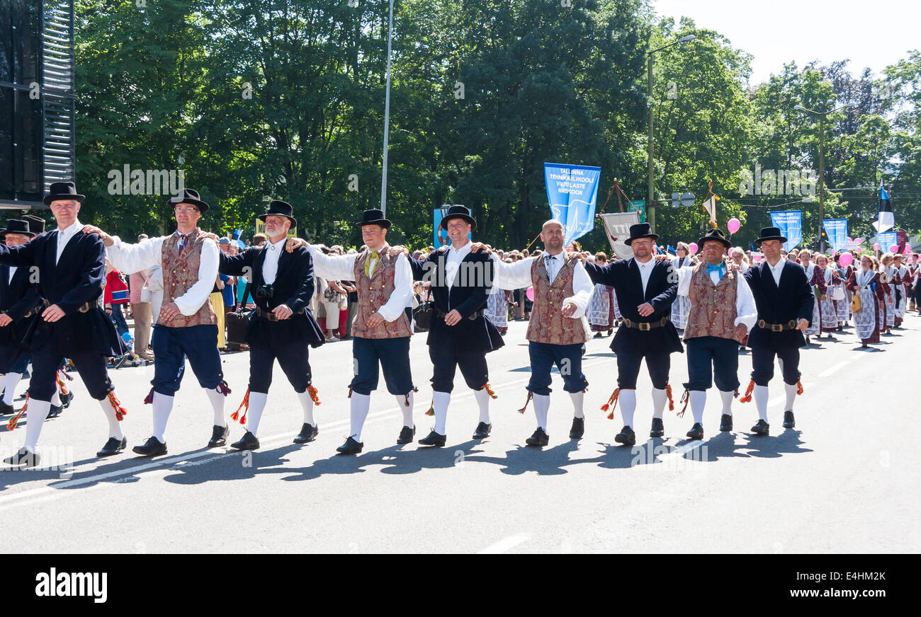 Tallinn, Estonia - July 05, 2014: Parade of the Estonian XXVI National song and dance festival called Aja Puudutus, Puudutuse Ae Stock Photo