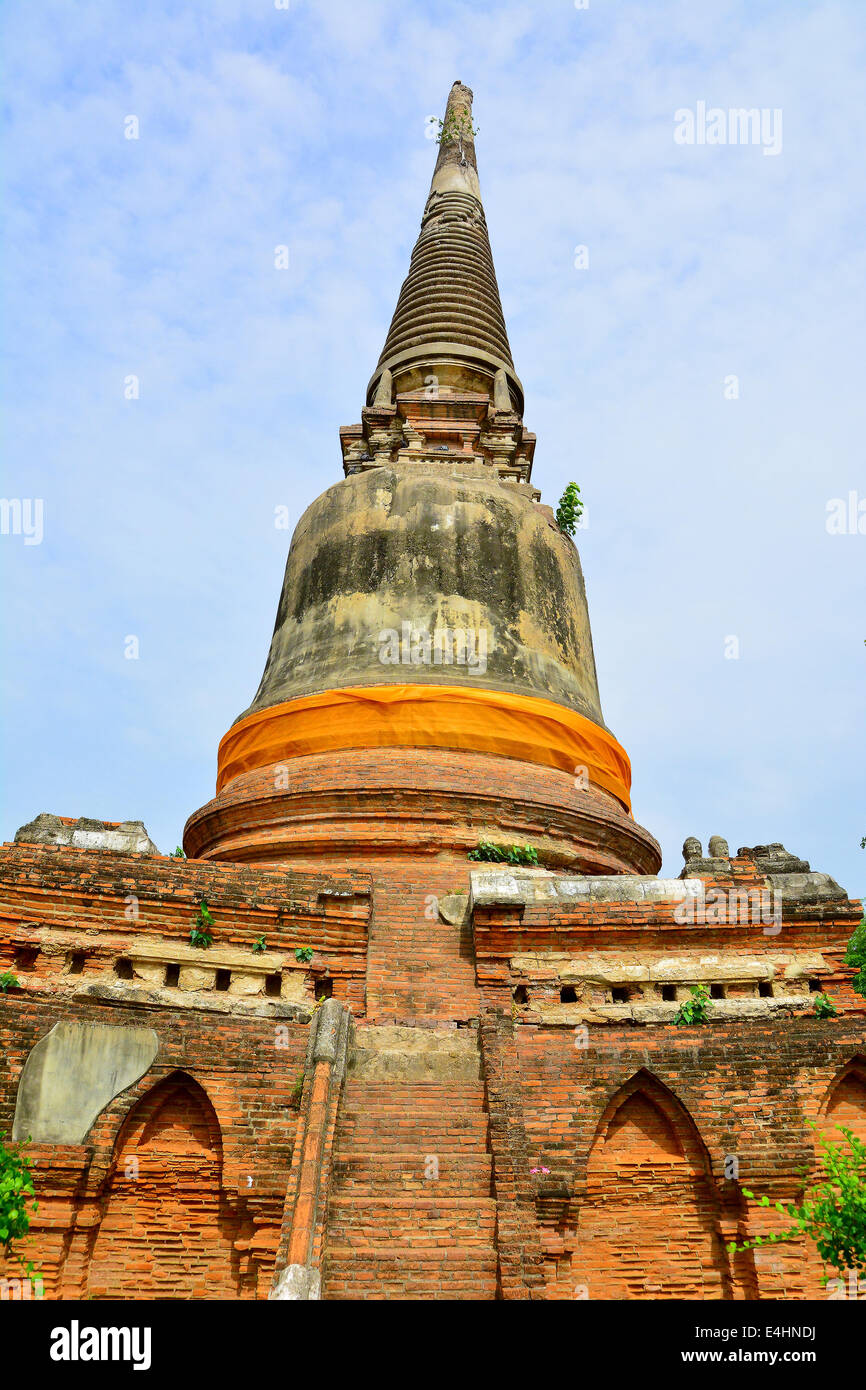 Old pagoda at Wat Watyaichaimongkol, Ayuthaya, Thailand. A pagoda is a tiered tower built in the traditions originating in histo Stock Photo