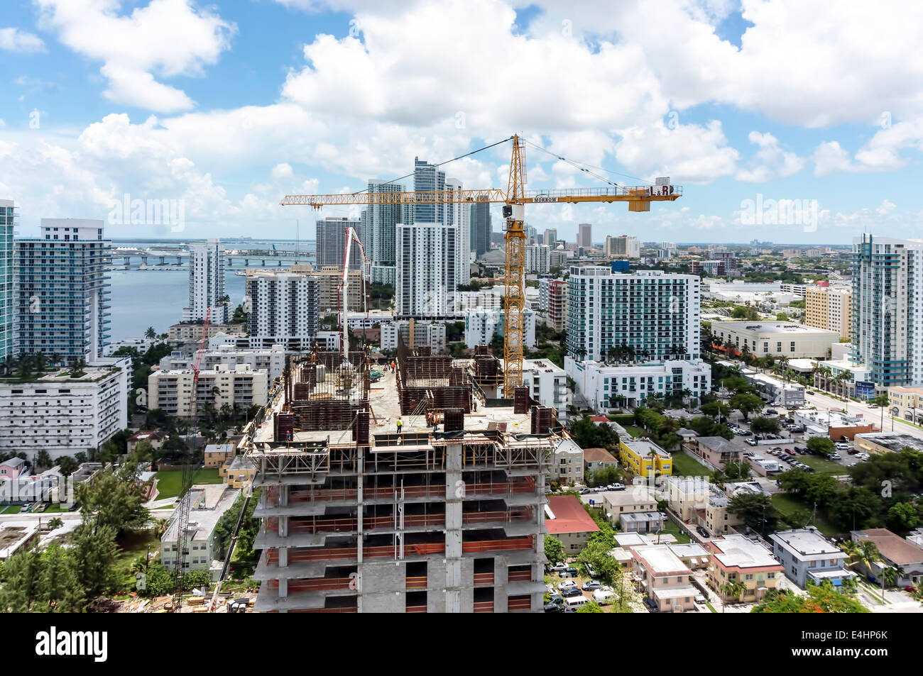 Aerial view of Biscayne Bay and Midtown viewed from upper floor of new ...
