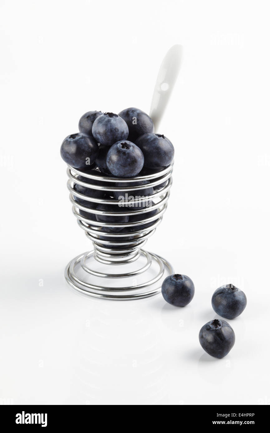 Fresh Blueberries in a Eggcup Stock Photo