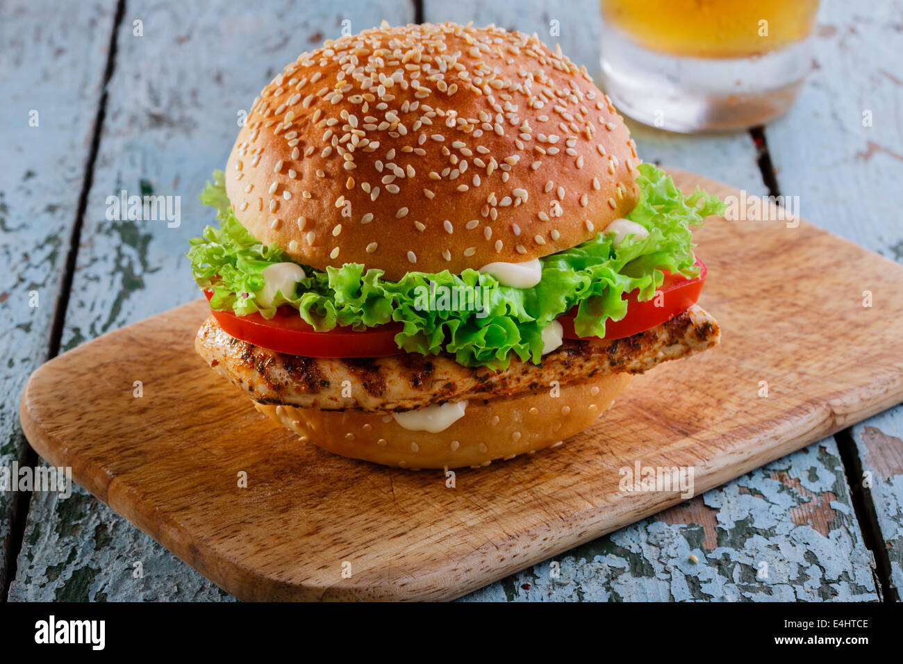 burger with grilled chicken Stock Photo Alamy