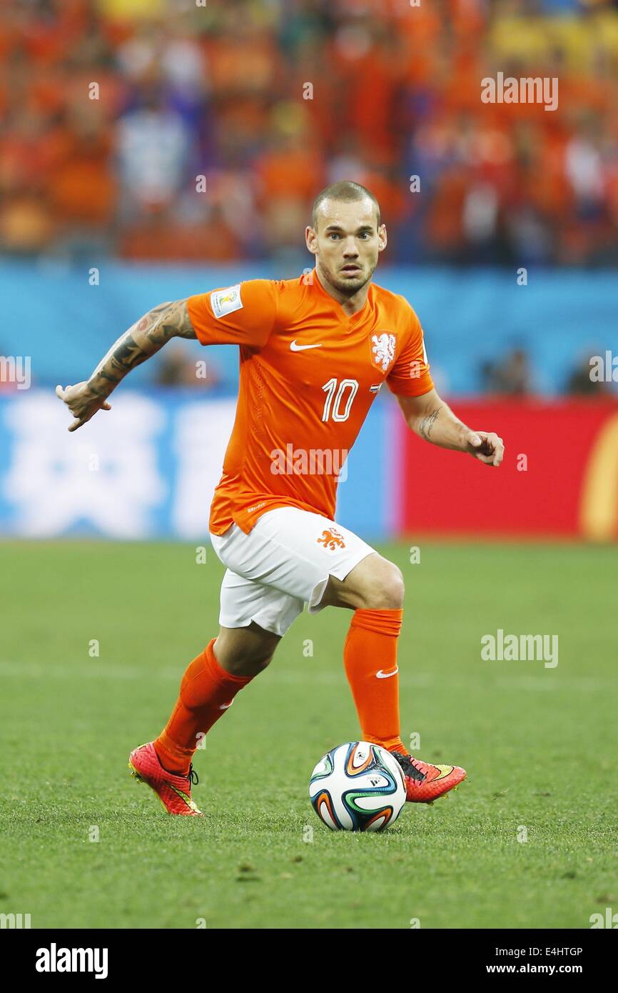 Wesley Sneijder (NED), JULY 9, 2014 - Football / Soccer : FIFA World Cup 2014 semi-final match between Netherlands 0(2-4)0 Argentina at Arena De Sao Paulo Stadium in Sao Paulo, Brazil. (Photo by AFLO) [3604] Stock Photo
