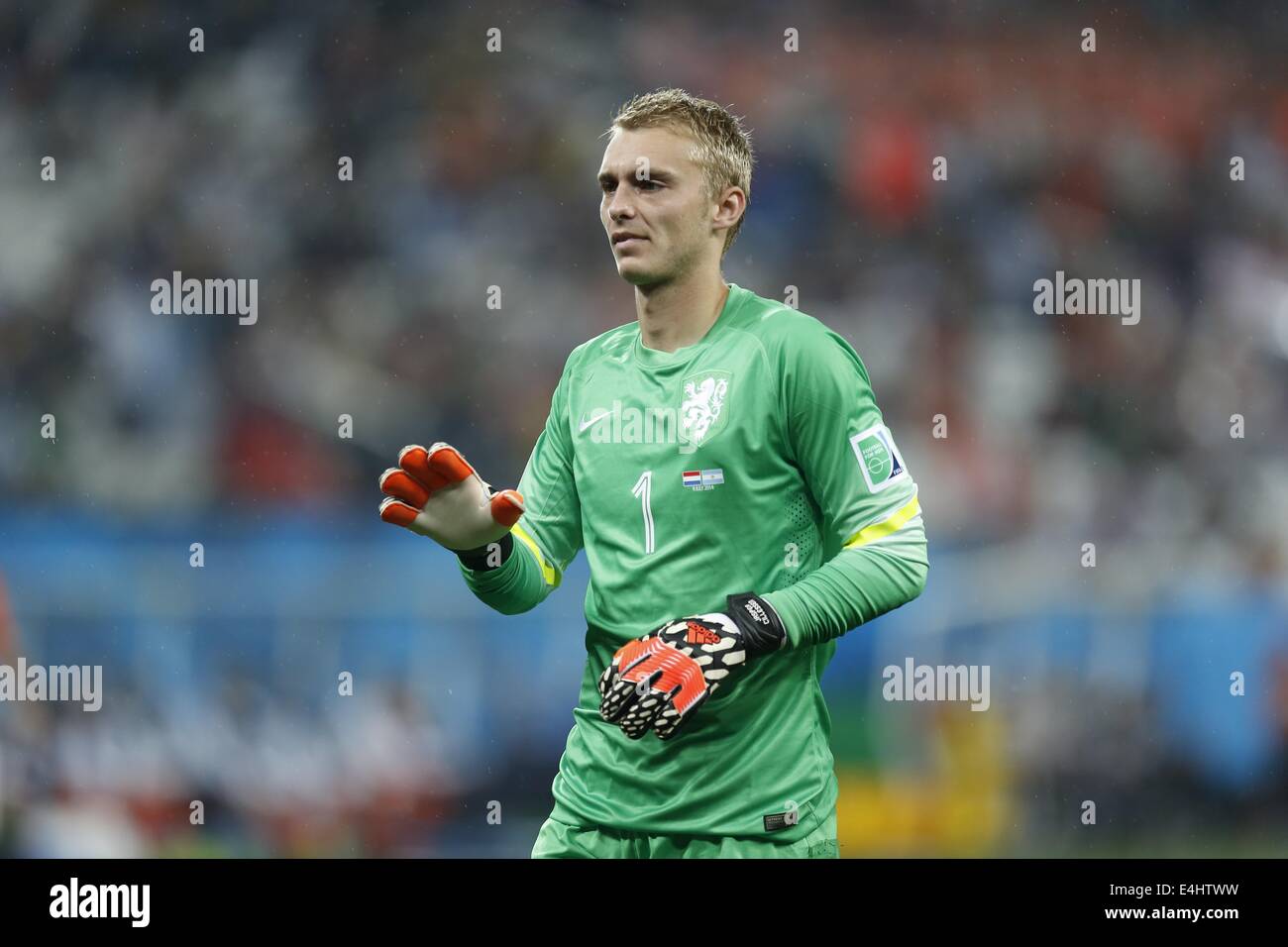 Jasper Cillessen (NED), JULY 9, 2014 - Football / Soccer : FIFA World Cup 2014 semi-final match between Netherlands 0(2-4)0 Argentina at Arena De Sao Paulo Stadium in Sao Paulo, Brazil. (Photo by AFLO) [3604] Stock Photo