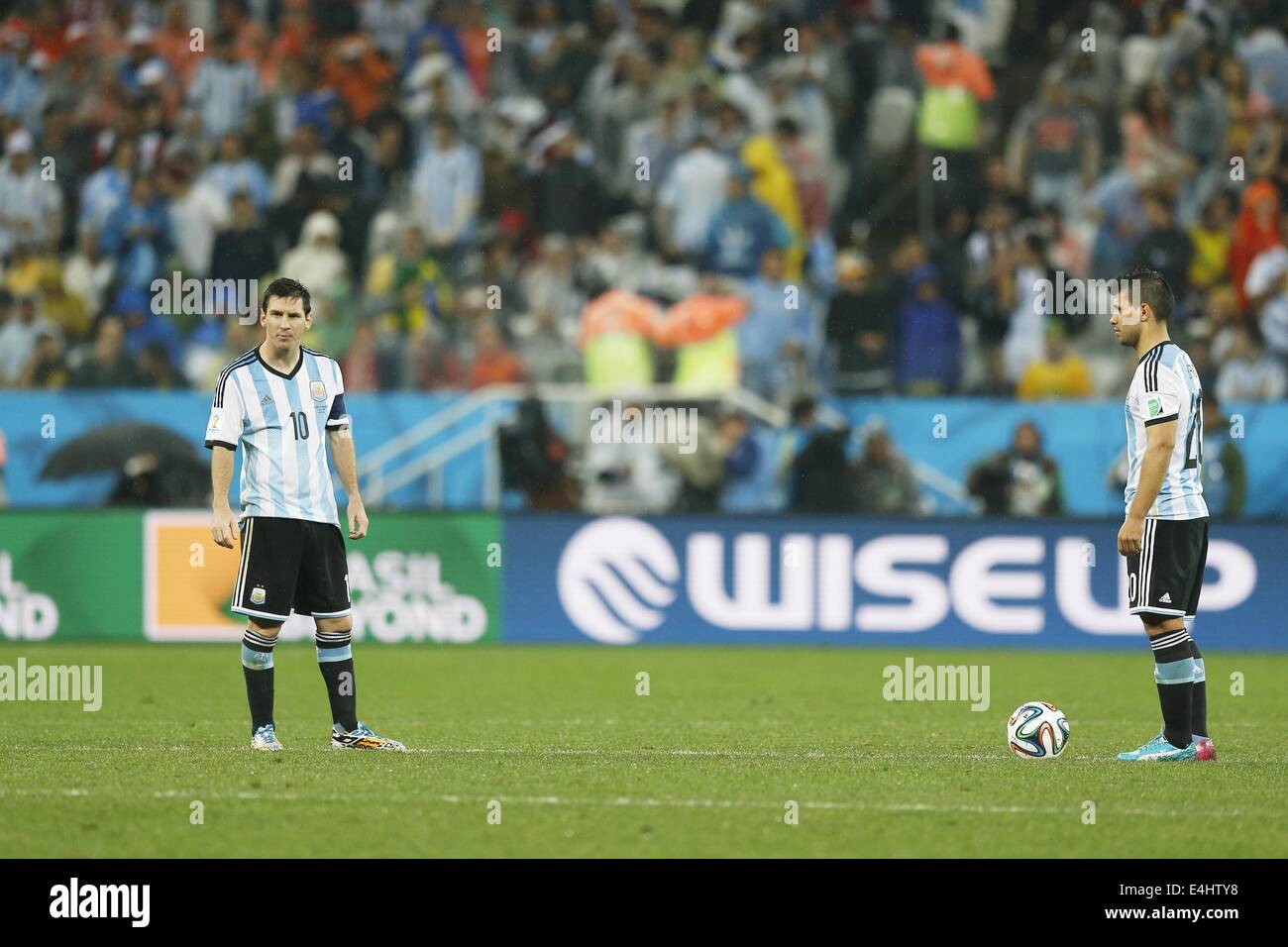 (L-R) Lionel Messi, Sergio Aguero (ARG), JULY 9, 2014 - Football / Soccer : FIFA World Cup 2014 semi-final match between Netherlands 0(2-4)0 Argentina at Arena De Sao Paulo Stadium in Sao Paulo, Brazil. (Photo by AFLO) [3604] Stock Photo
