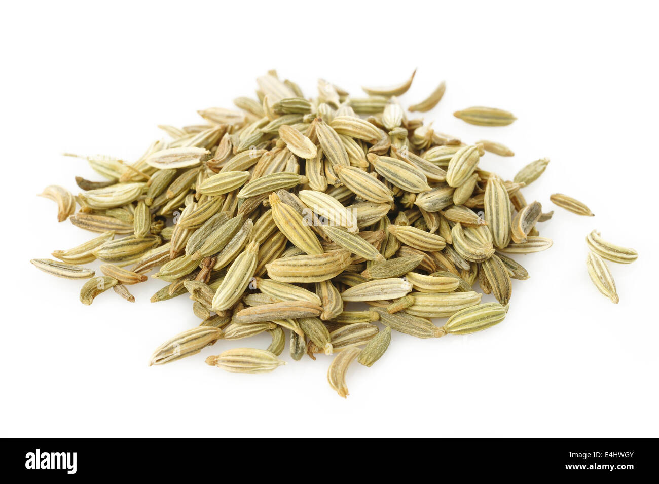 fennel seeds on white background Stock Photo