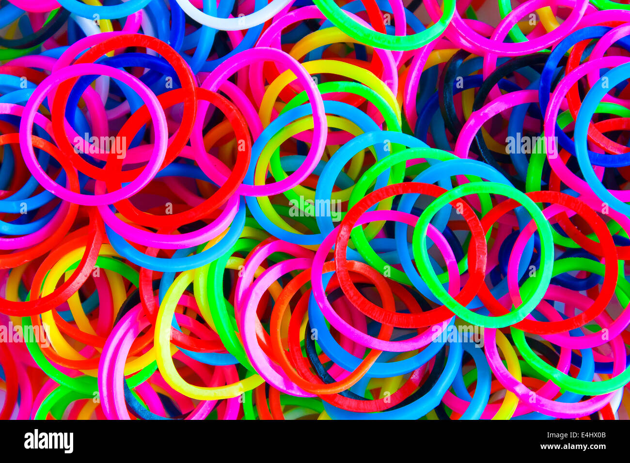 Colorful Rubber Bands With Circular Space Background Stock Photo