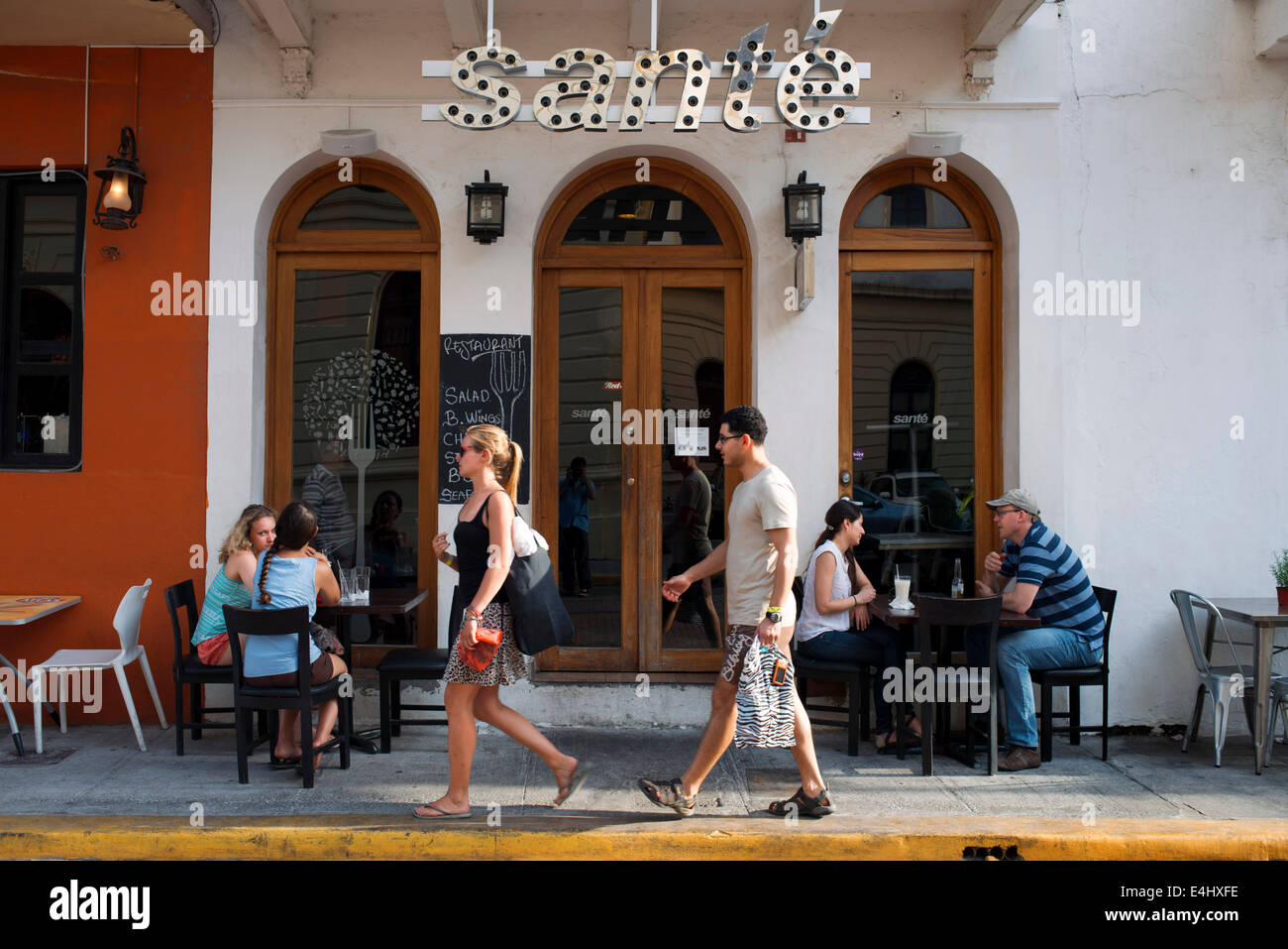 Panama, restaurant Santé in old town. Casco Antiguo Historic Town Panama City Central America old town houses. The food in Panam Stock Photo