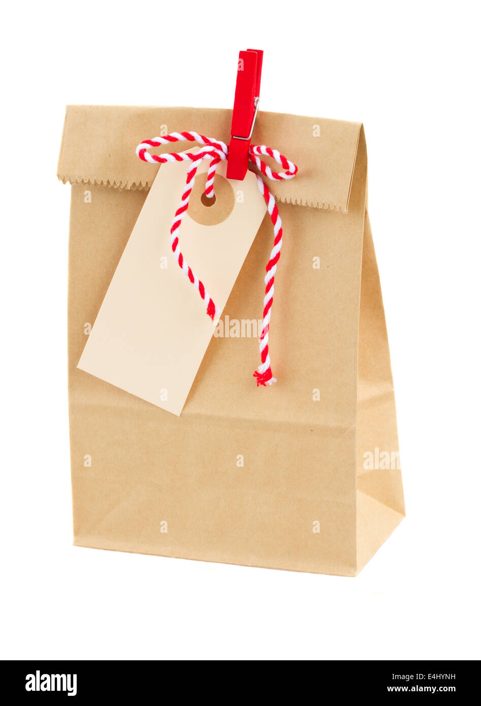 closed paper bag with tag Stock Photo Alamy