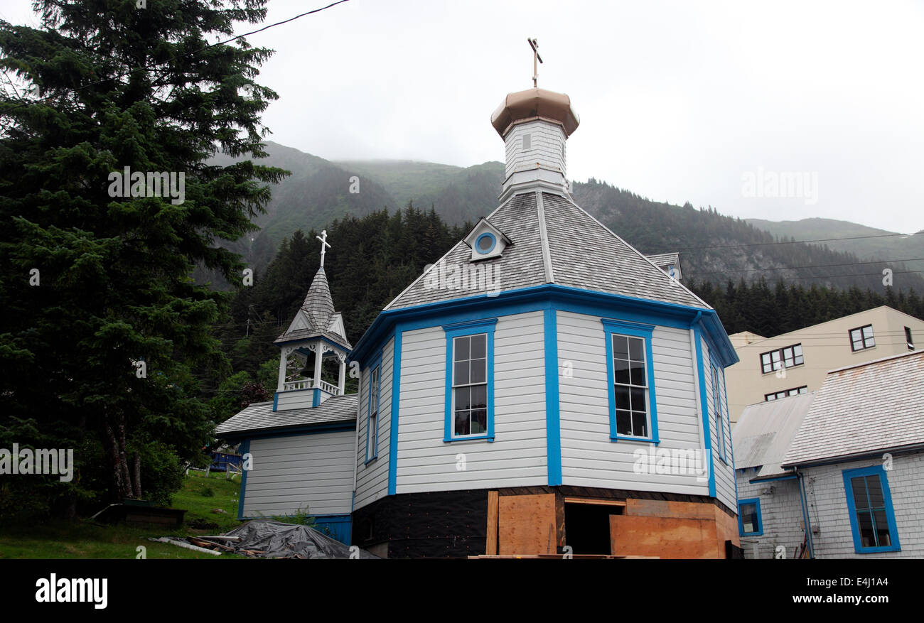 St Nicholas Russian Orthodox Church undergoing renovation in Juneau Alaska Stock Photo