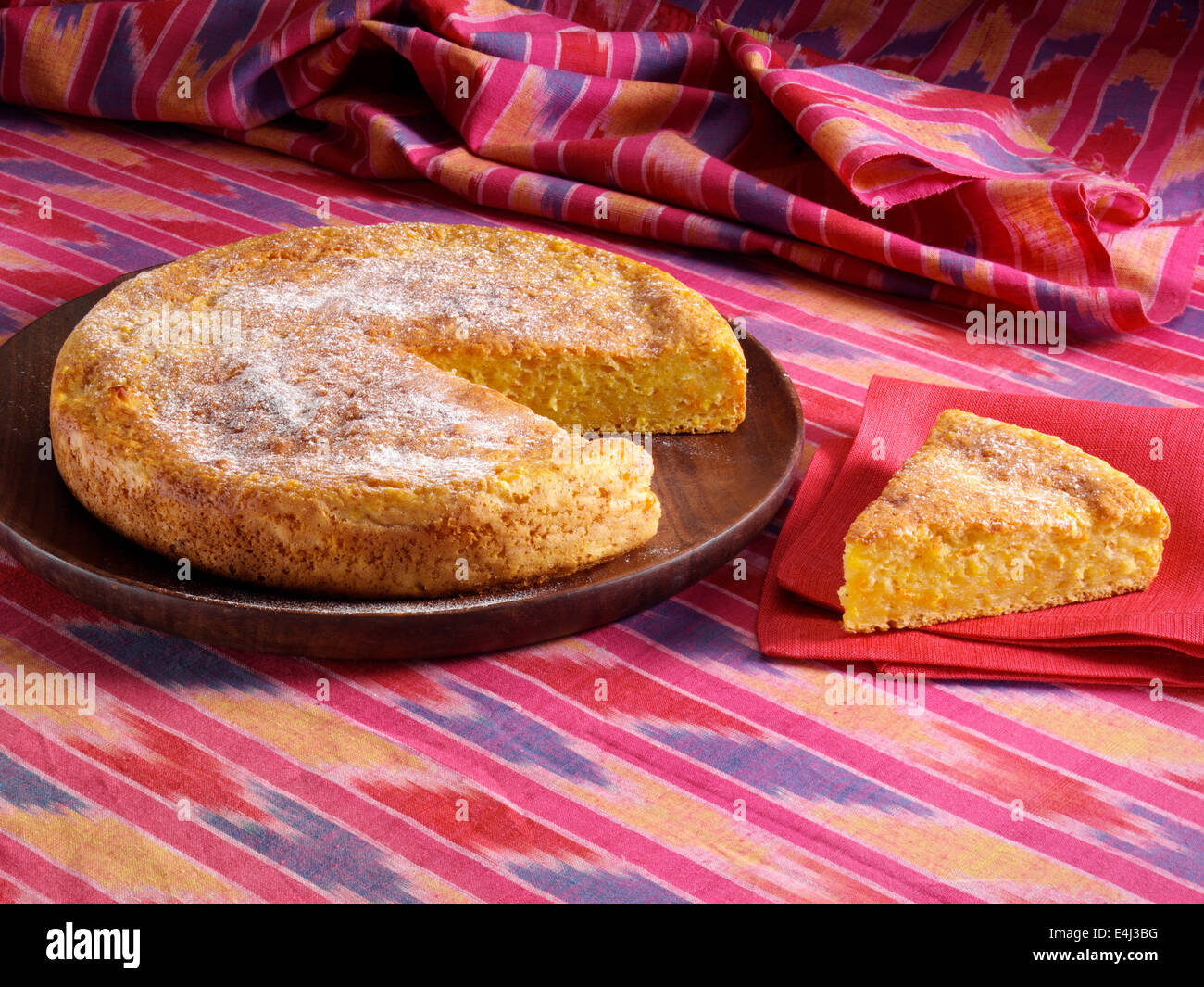 Orange peach cake American home baking Stock Photo