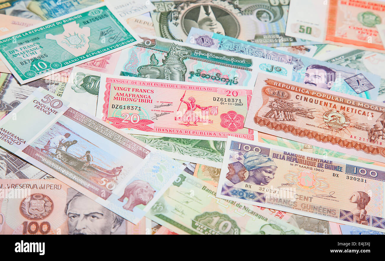 Collection of the old foreign notes Stock Photo - Alamy