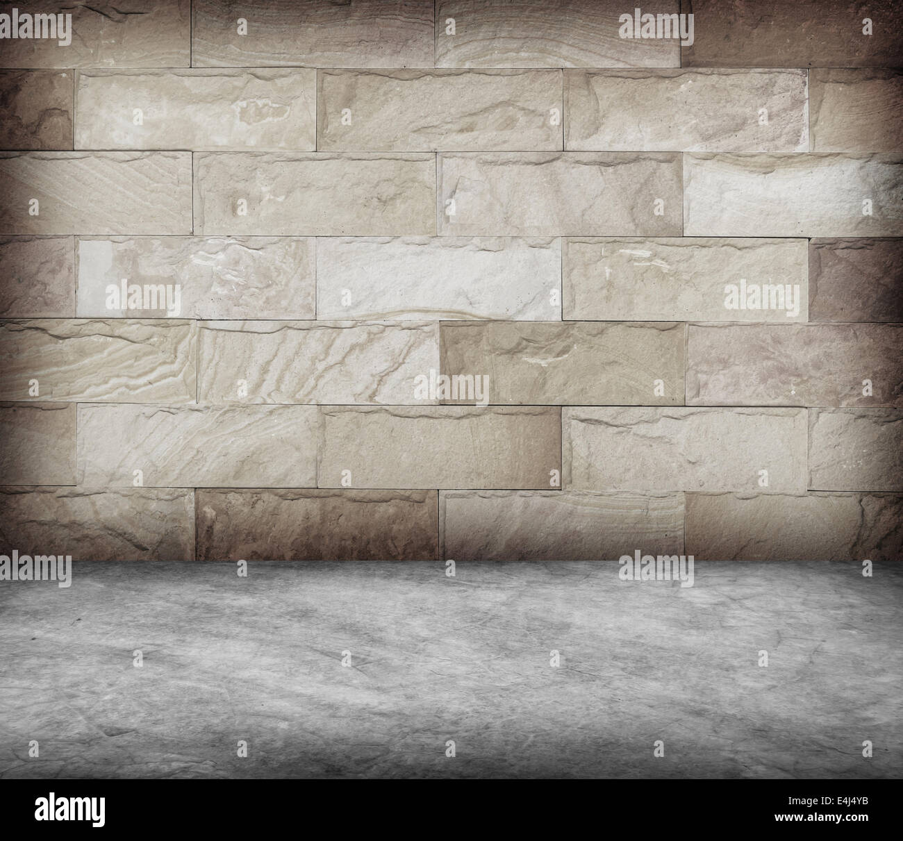 Sand stone wall and concrete  floor texture , Grunge design. Stock Photo