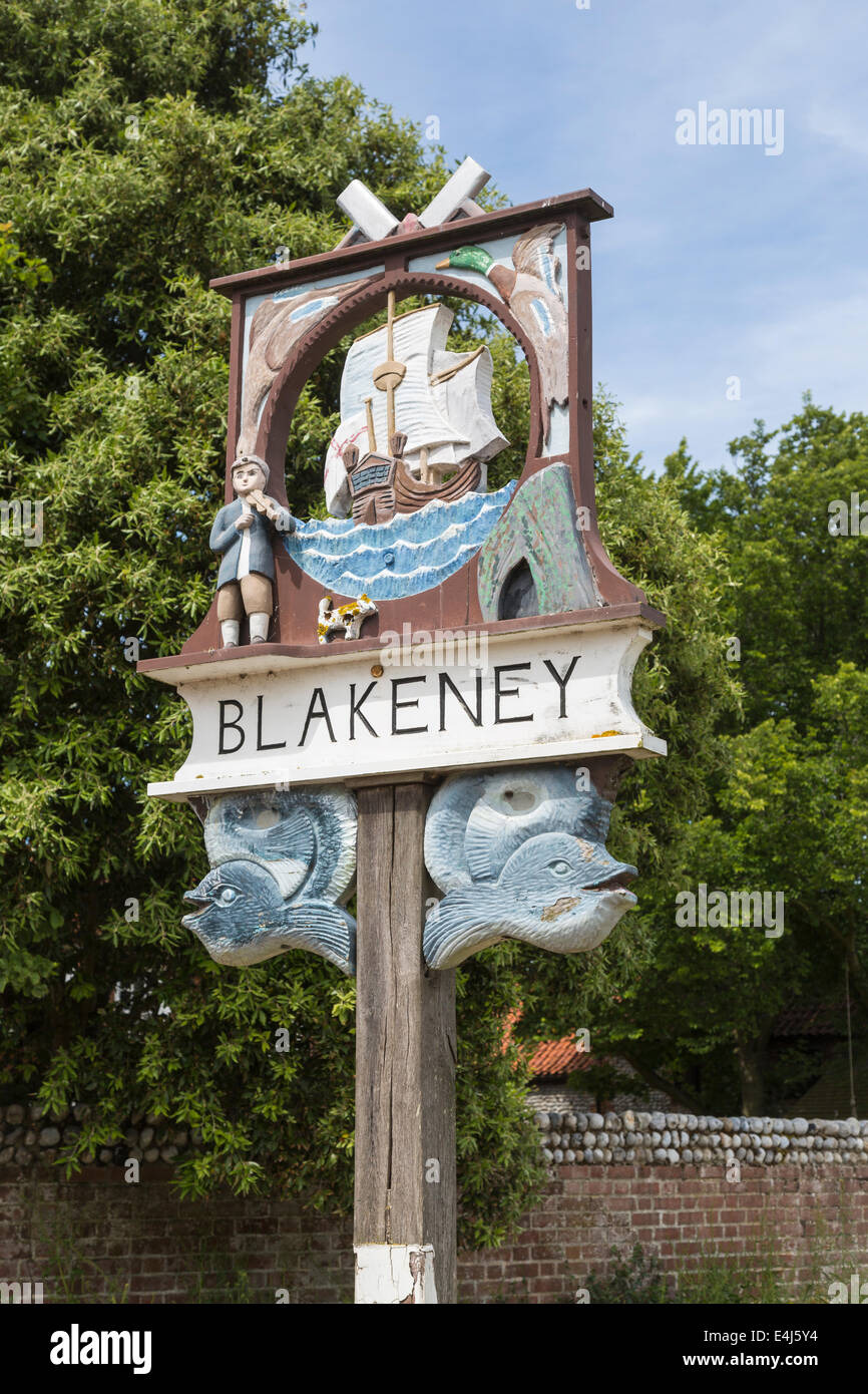 Blakeney village name sign hi-res stock photography and images - Alamy