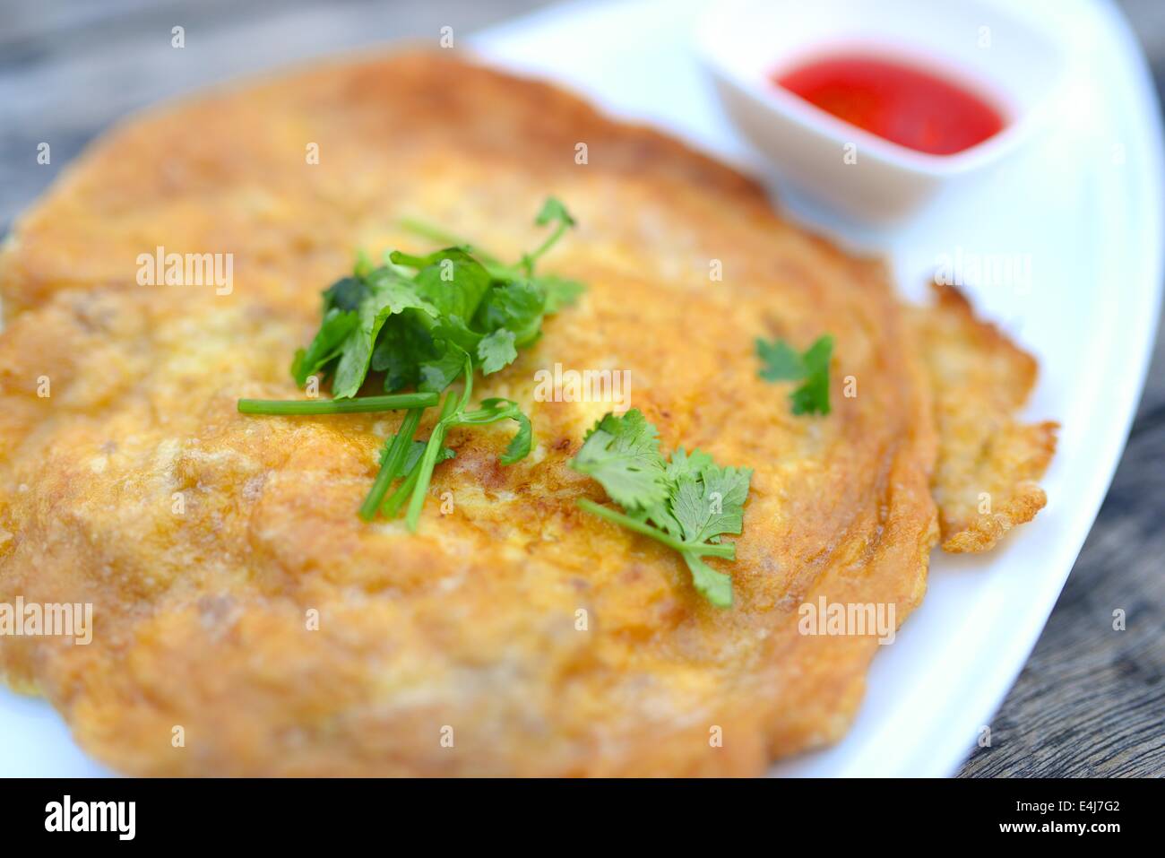 Omelet with chopped pork Stock Photo