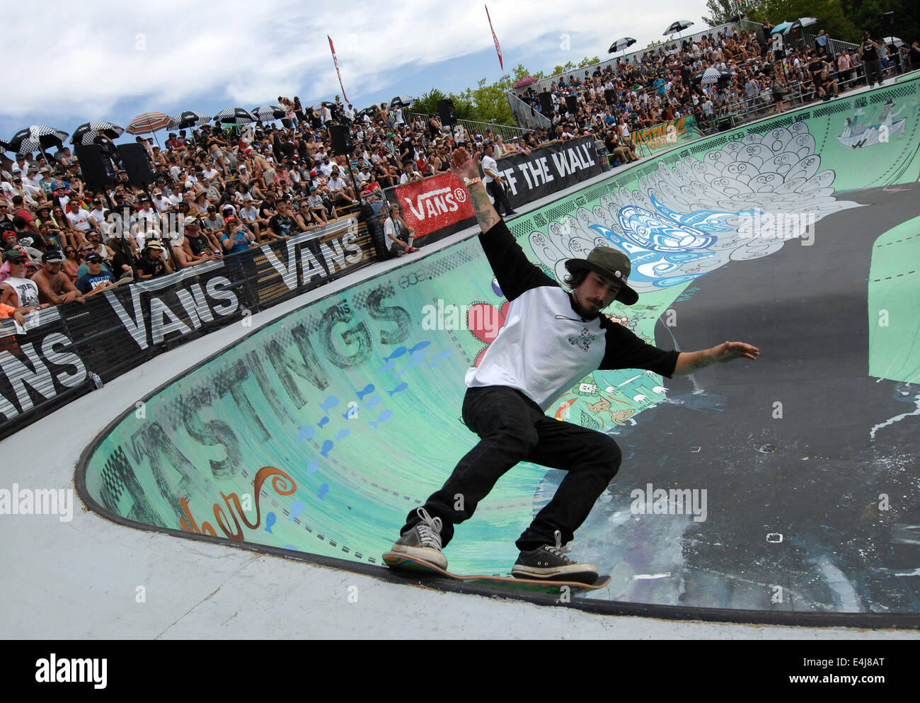 Vancouver, Canada. 12th July, 2014. Kevin Kowalski of the United States  competes in the 2014 Van Doren Invitational skateboard competition in  Vancouver, Canada, July 12, 2014. World's best skaters gathered here to