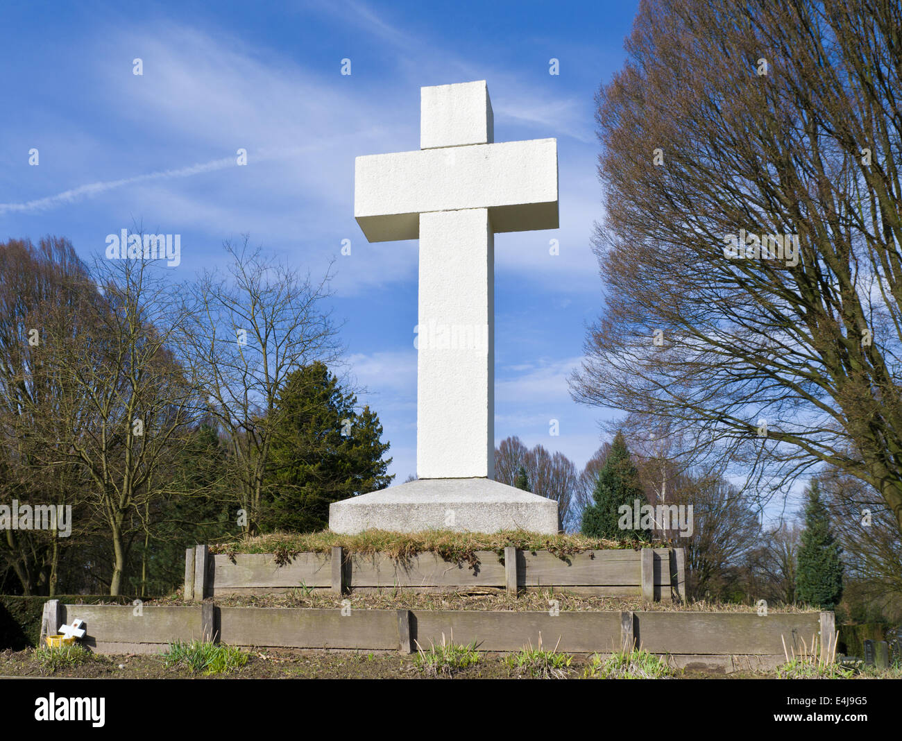 large white cross on a cemetary Stock Photo
