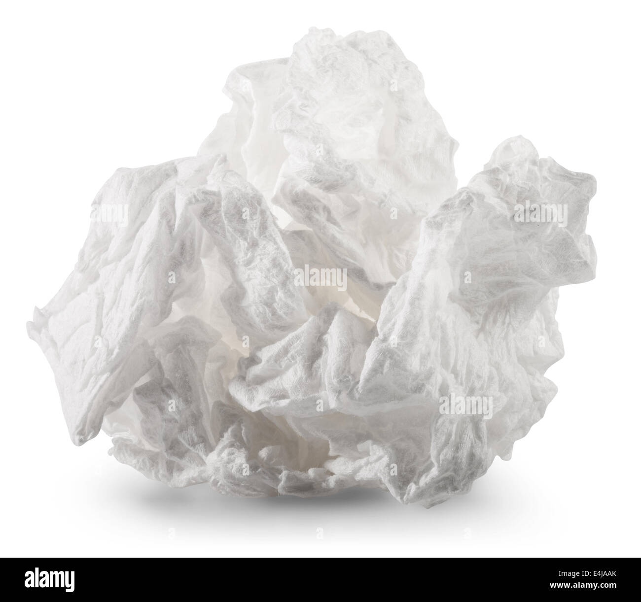 crumpled napkin on white background. Clipping Path Stock Photo
