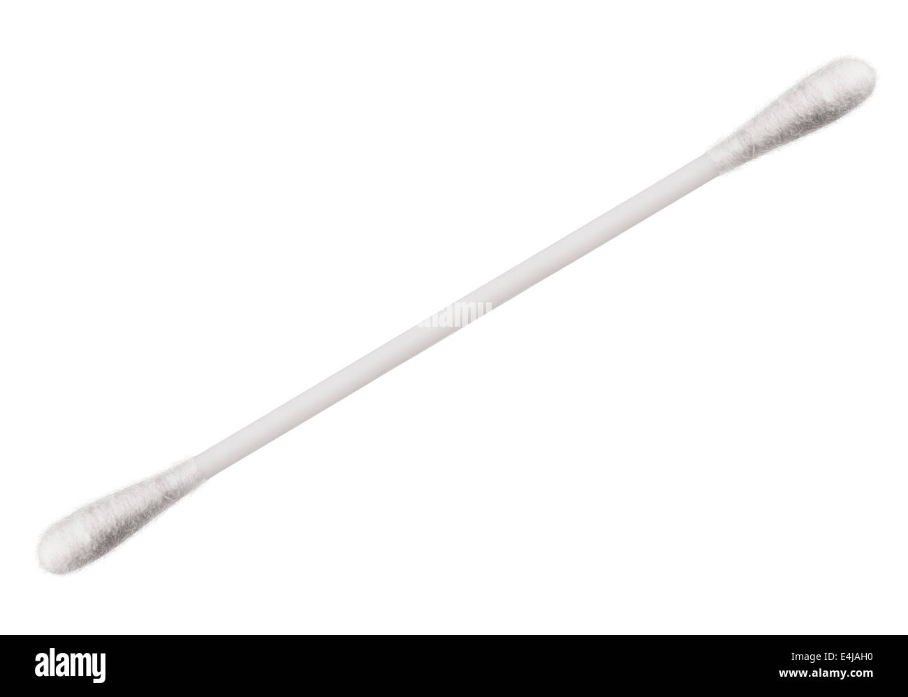Cotton Swab with wool fibers closeup. Clipping Path Stock Photo