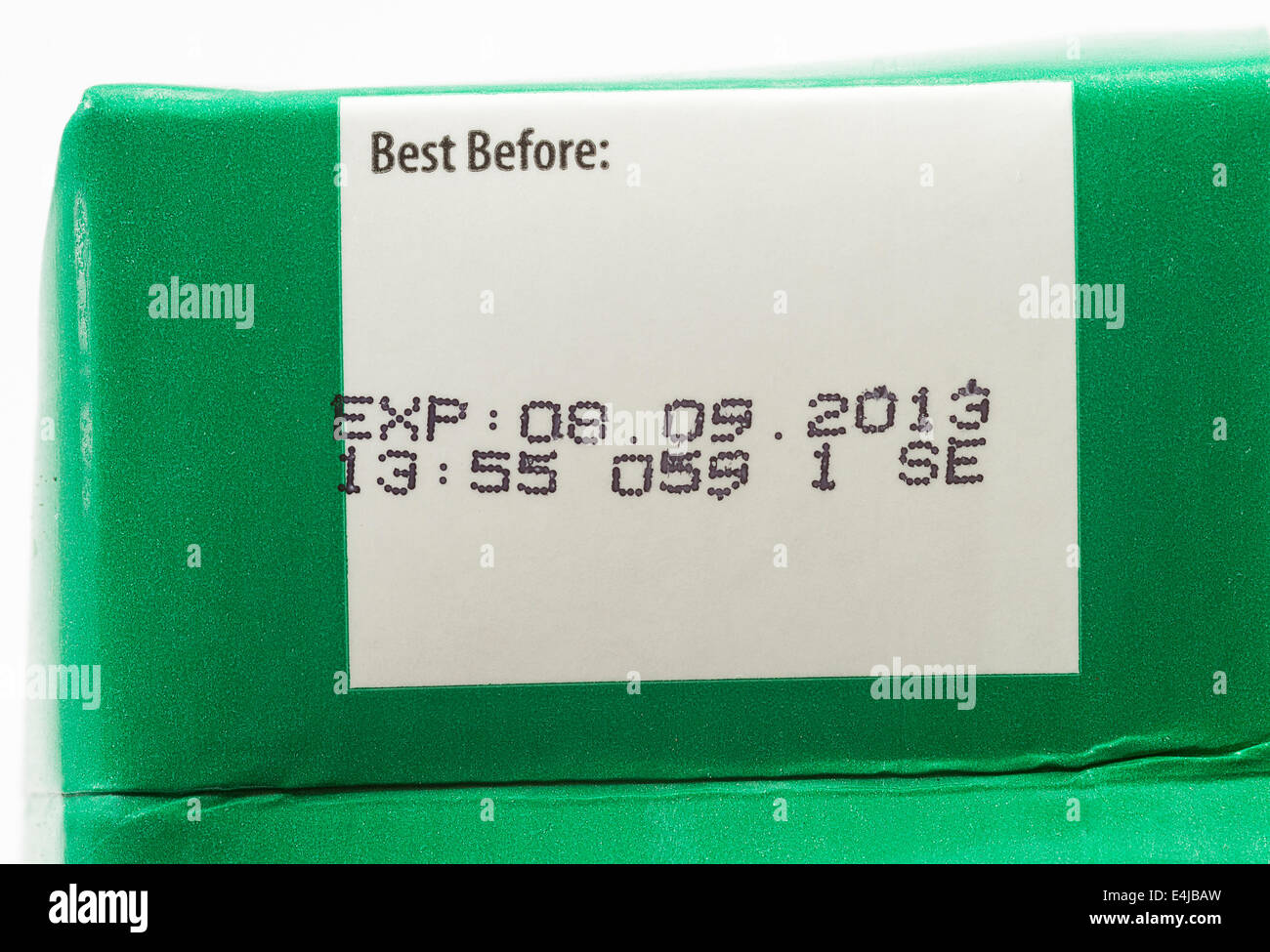 Best before date on a carton of milk Stock Photo