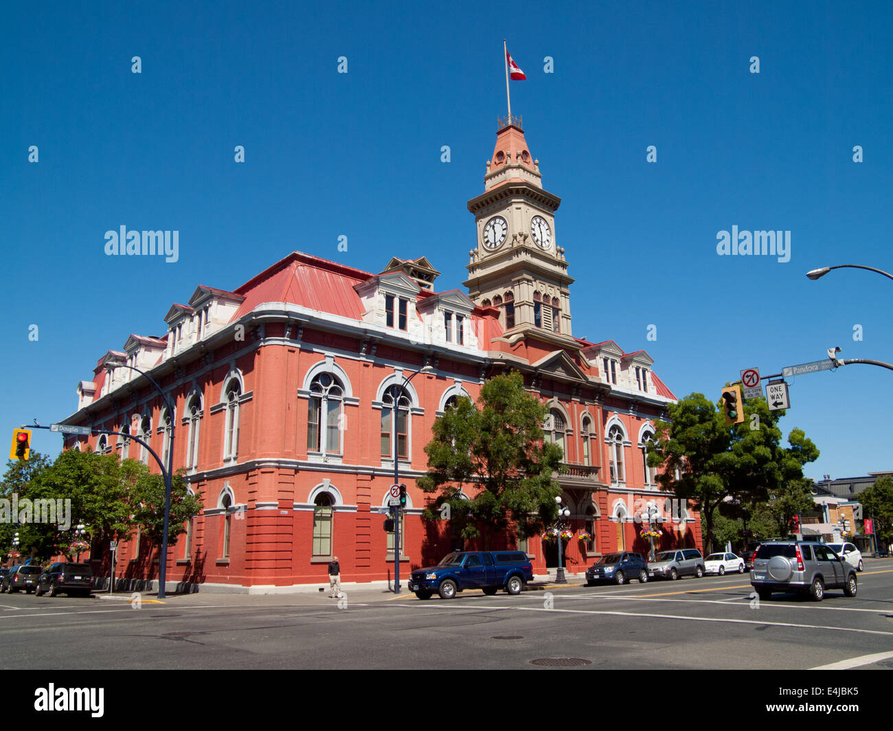 An exterior view of Victoria City Hall, the city hall for the city of Victoria, British Columbia, Canada. Stock Photo