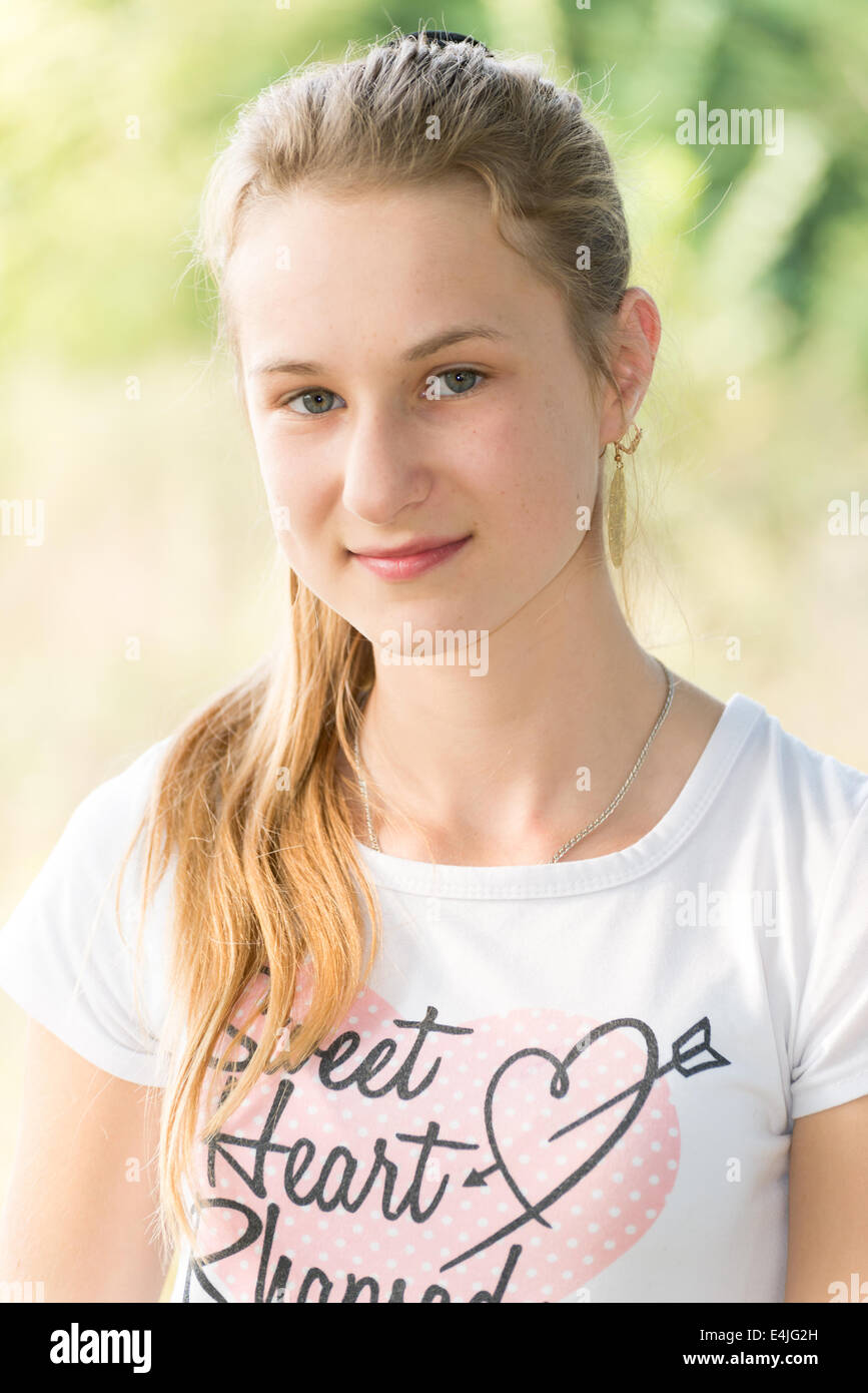 Portrait of a teen girl on nature Stock Photo