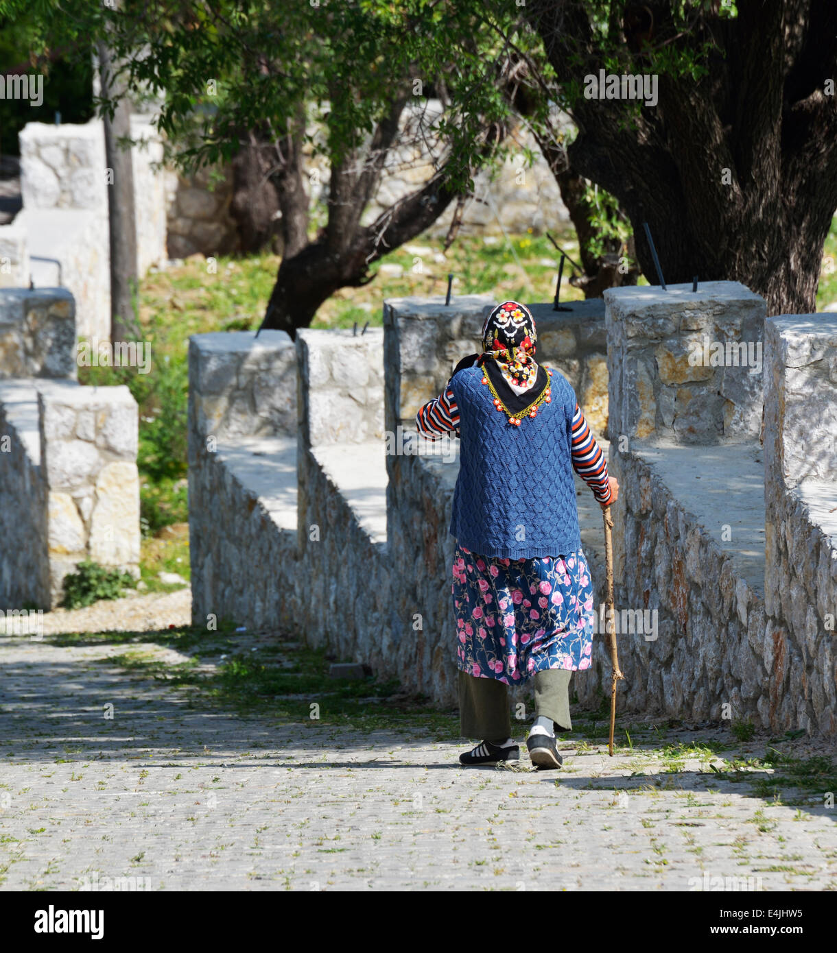 Villager walking to the market, Selimiye, Turkey  140402 60150 Stock Photo