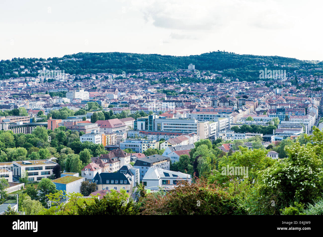Scenic rooftop view of Stuttgart, Germany showing modern high-rise ...