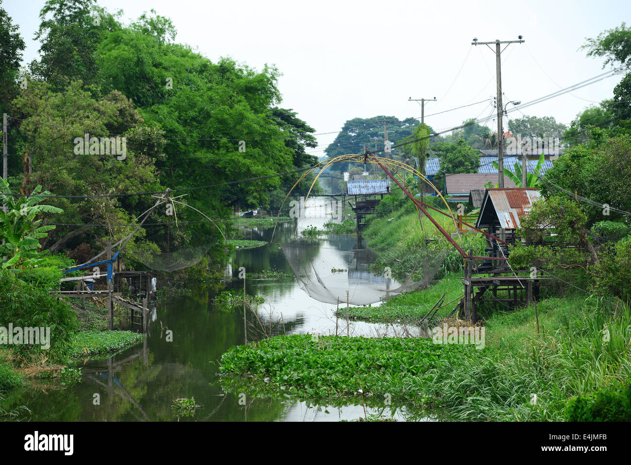 Canal Village in Thailand Stock Photo