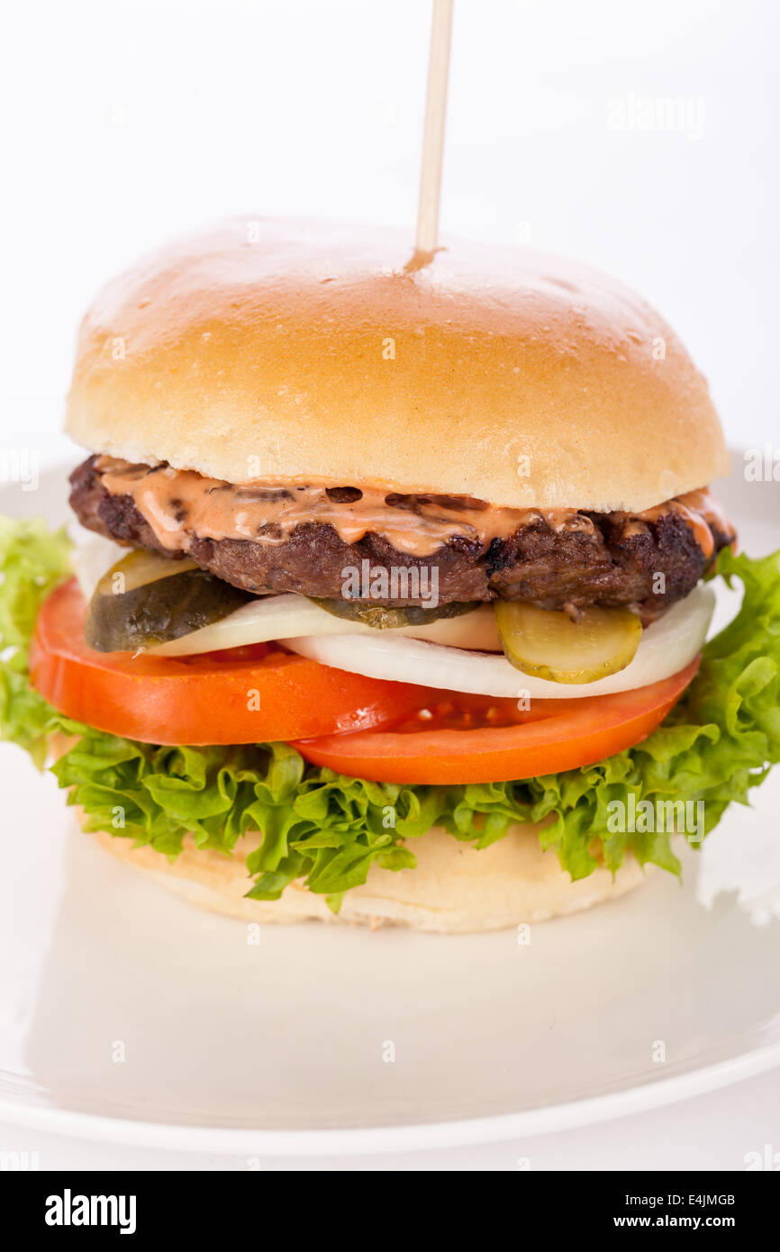 Delicious egg and bacon cheeseburger with a nutritional filling of