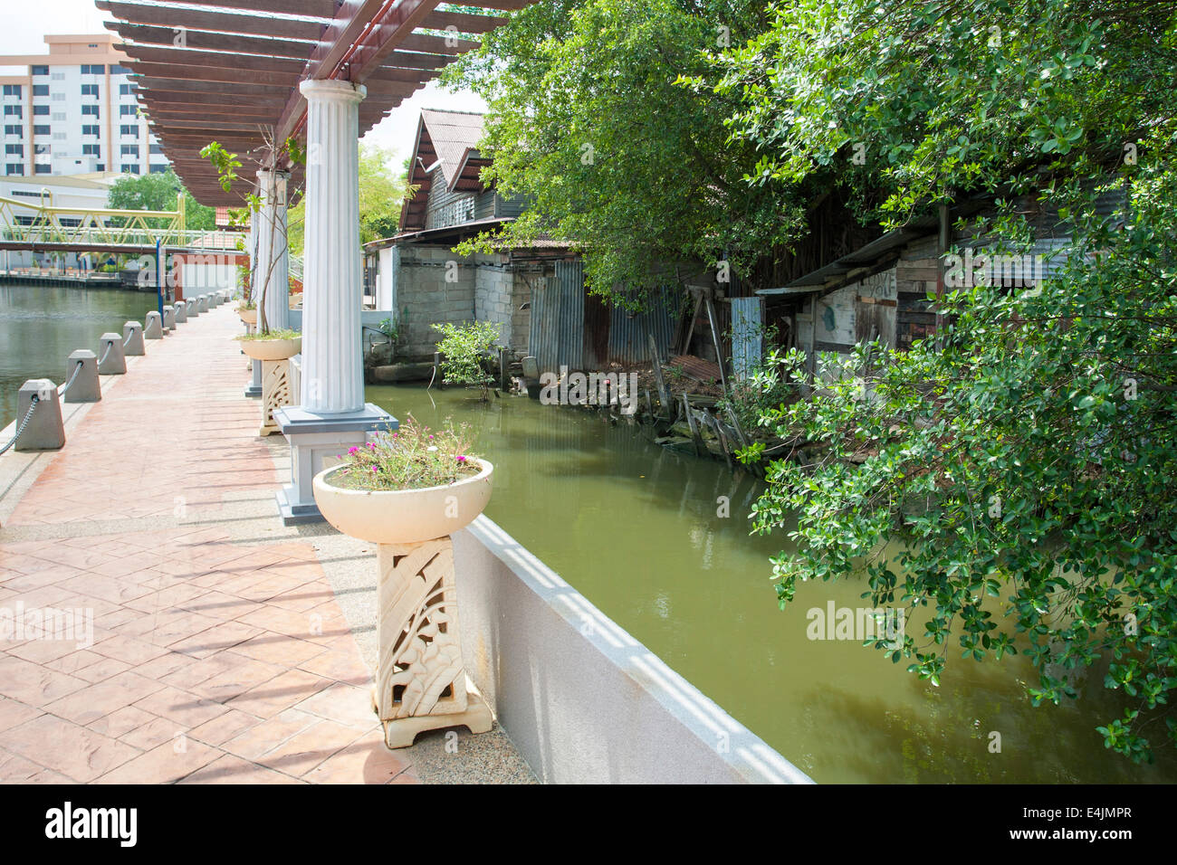 Malacca City Riverside Promenade, Malaysia. Malacca is listed as UNESCO World Heritage Site since 2008 Stock Photo