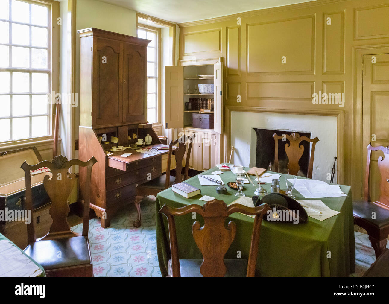 Room in George Washington's Headquarters and home, Valley Forge National Historical Park, near Philadelphia, Pennsylvania, USA Stock Photo