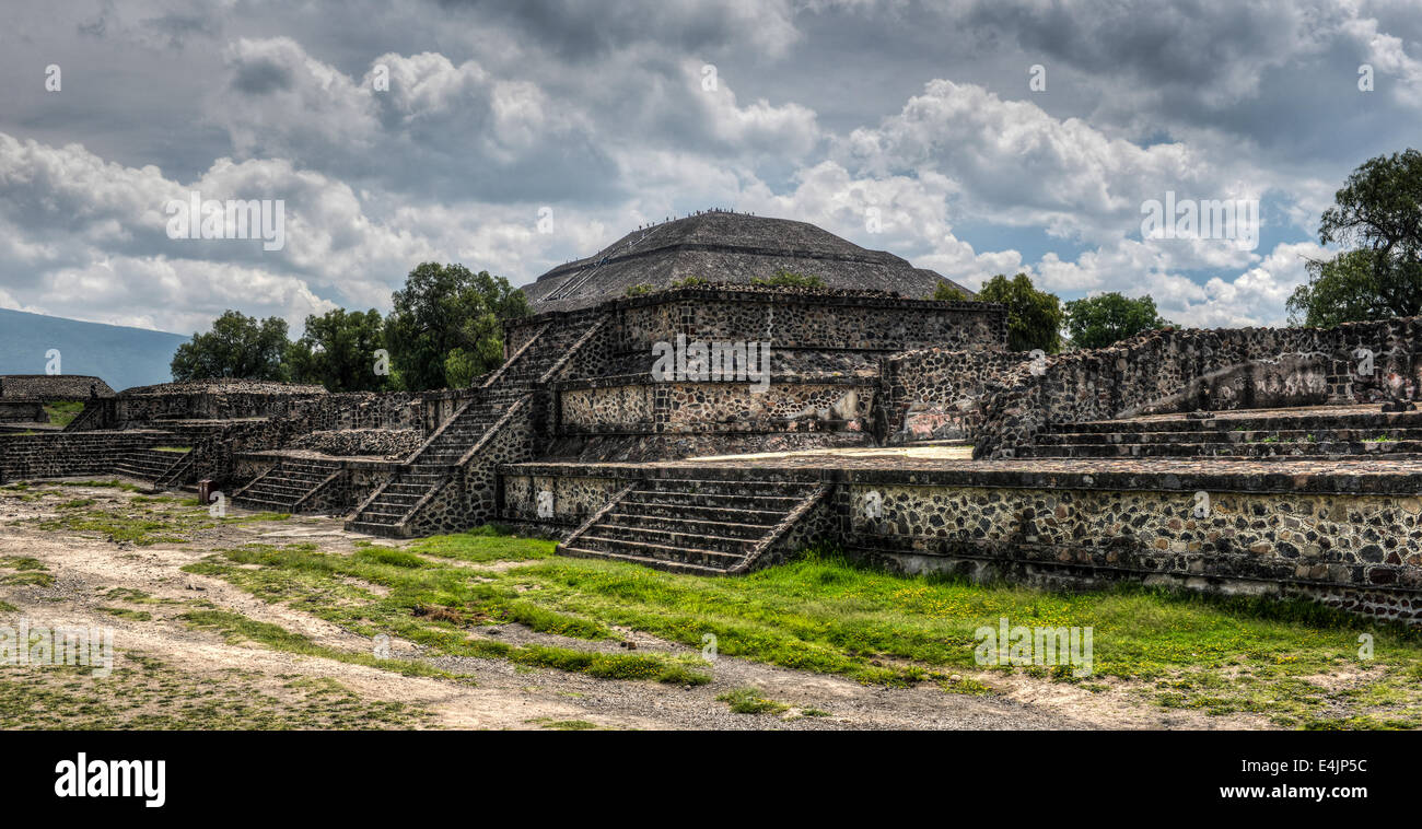 Pyramid of Teotihuacan, Mexico, once venerated by the Aztecs. Stock Photo