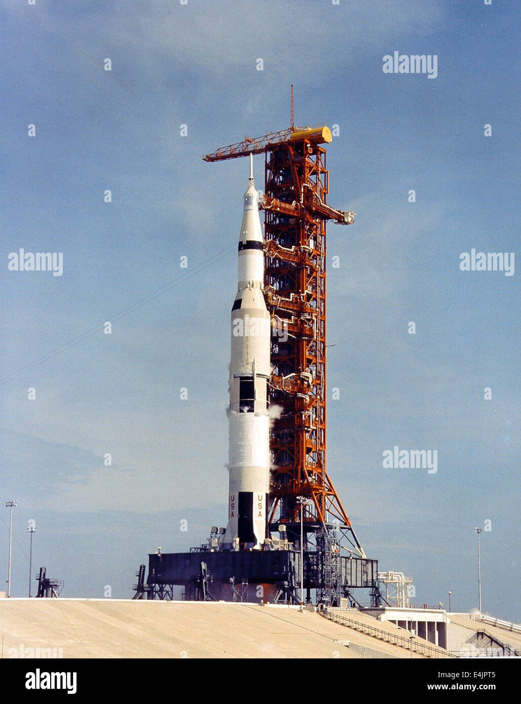 Saturn V SA-506 at the moment of ignition, Apollo 11 Stock Photo