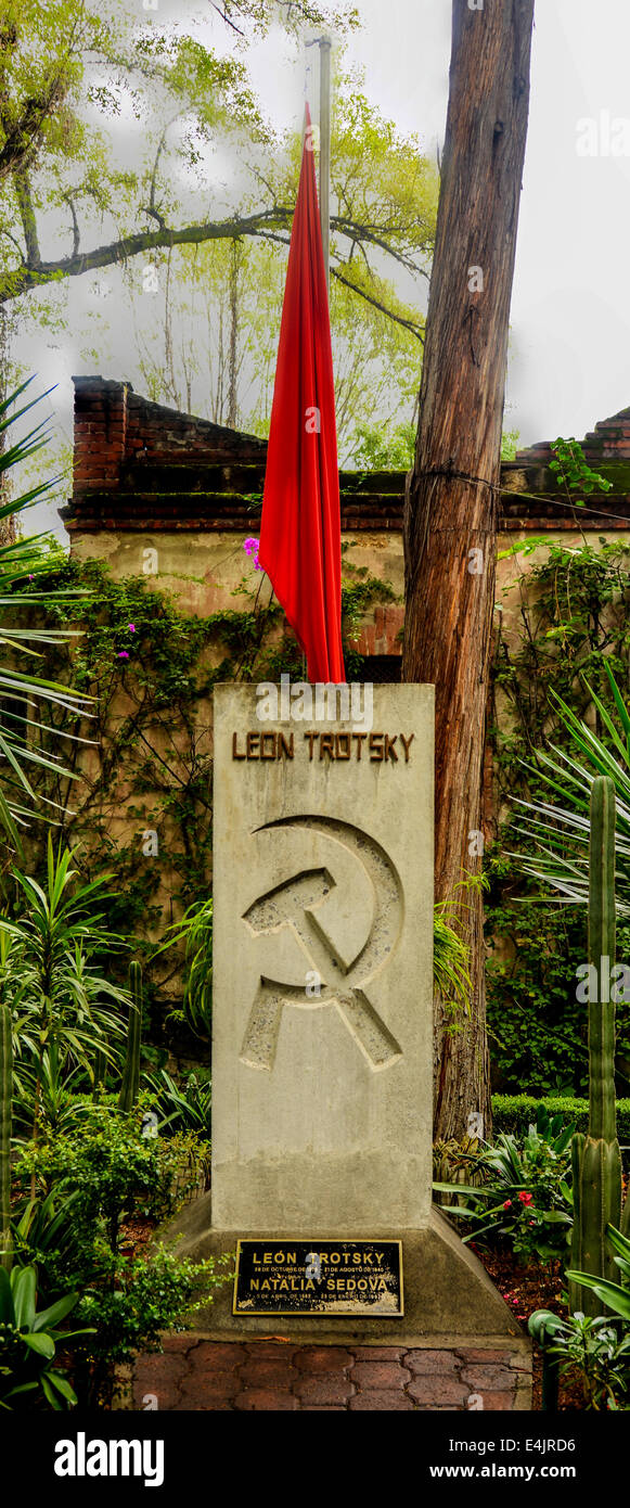 Memorial and Tomb of Leon Trotsky, the Soviet Revolutionary who lived out his life in exile in Mexico until assassination by men Stock Photo